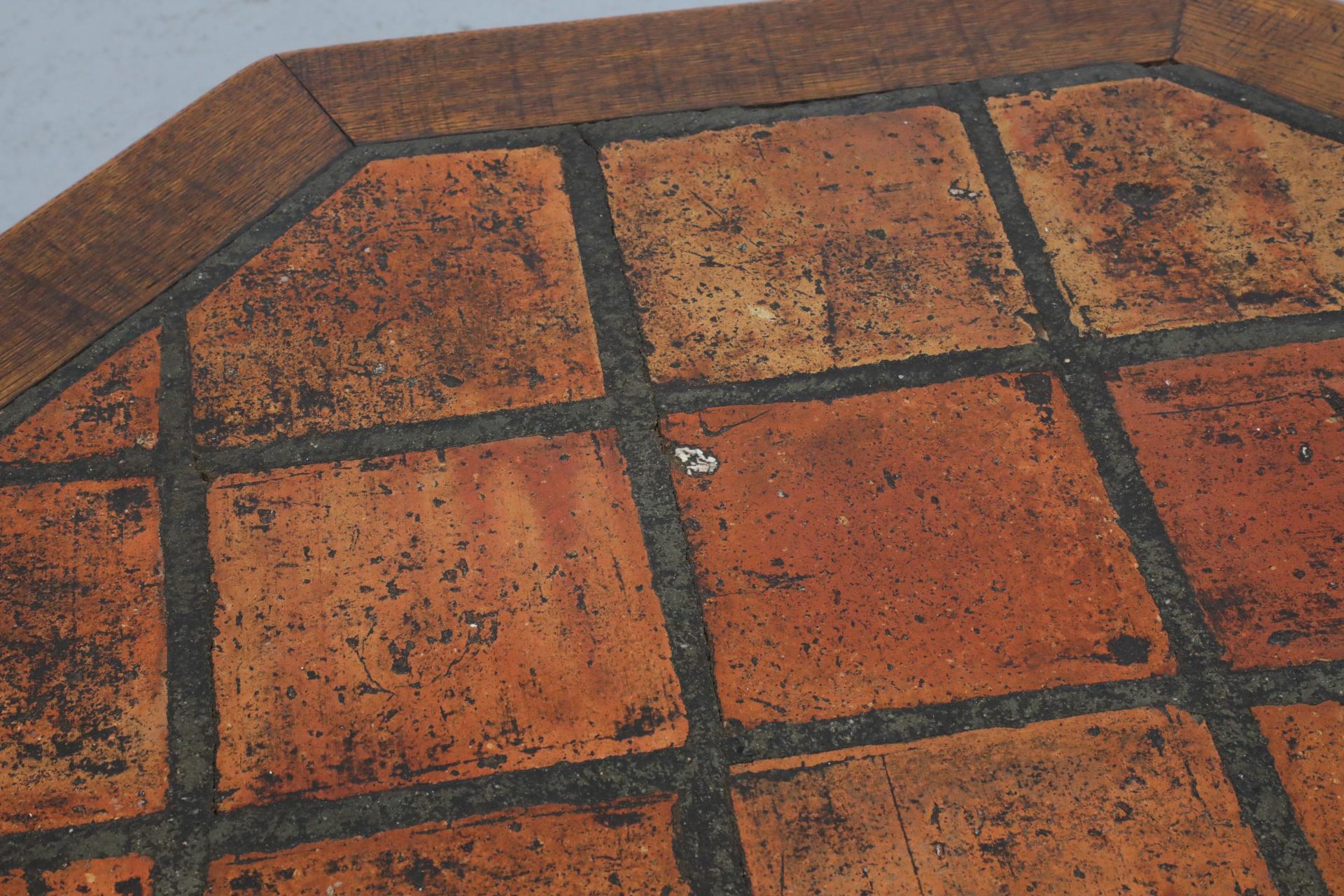 Mid-Century Roger Capron Style Heavy Octagonal Oak and Tile Coffee Table 5