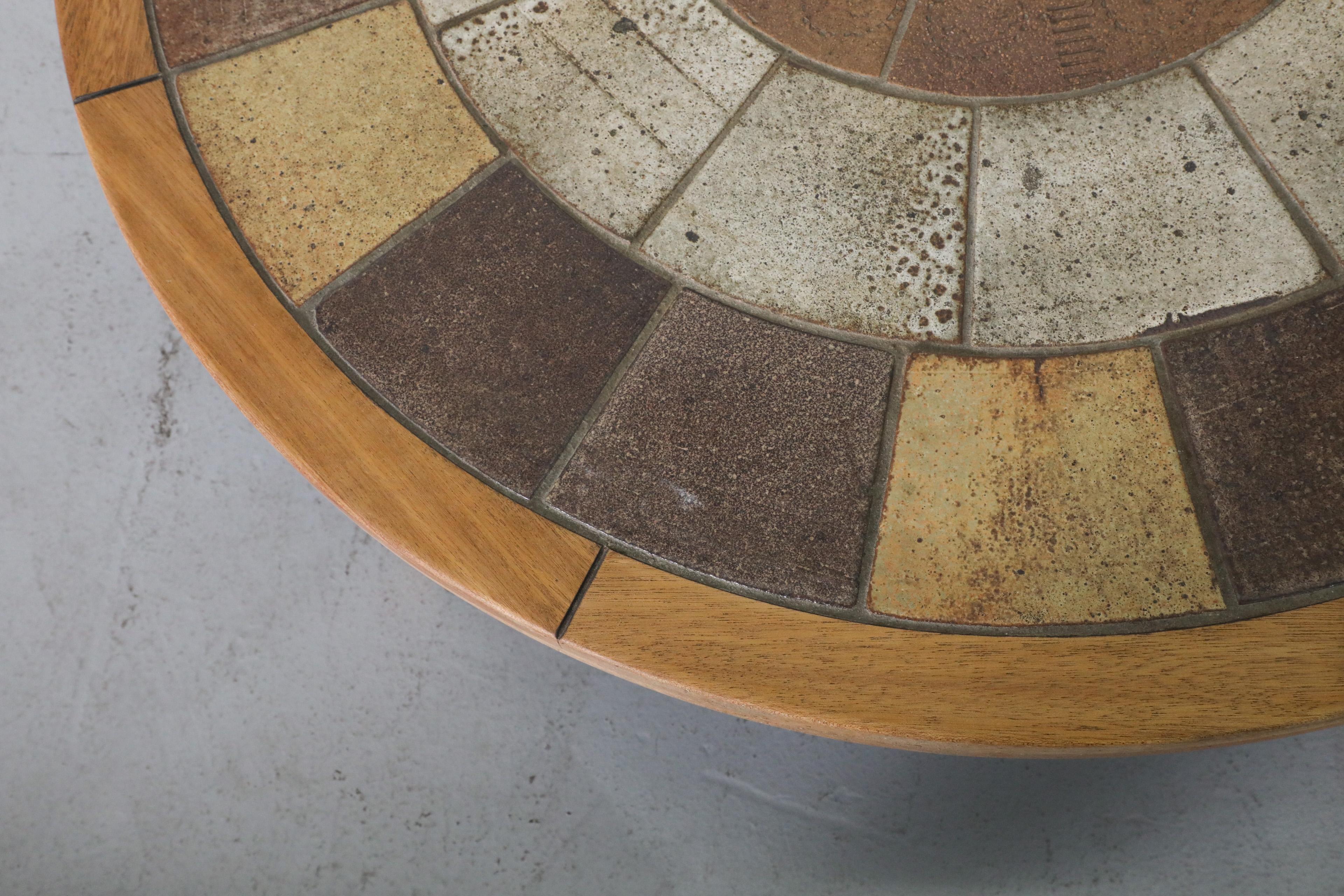 Mid-Century Roger Capron Style Round Ceramic Tile Coffee Table by Tue Poulsen 6