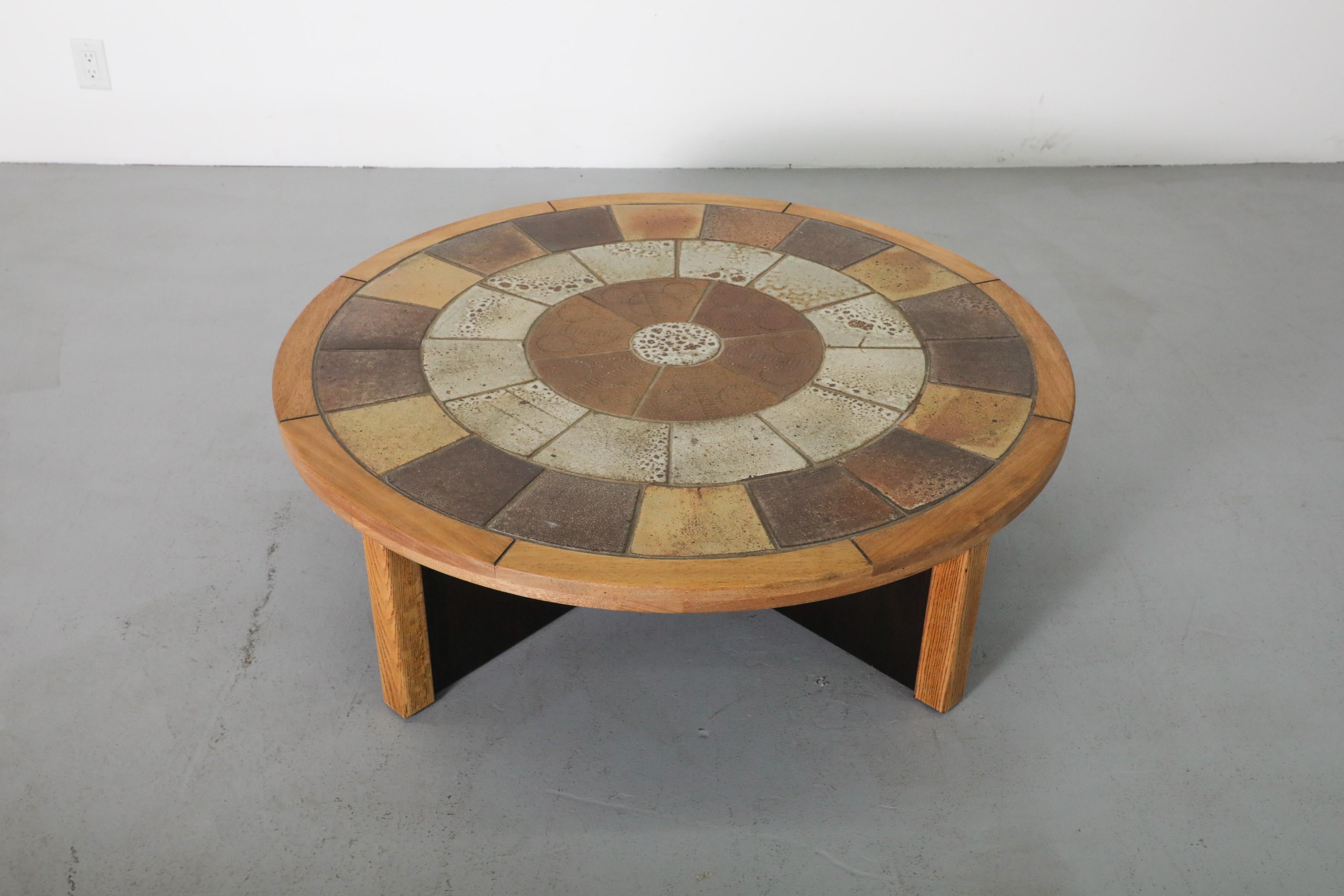 Mid-Century Modern Mid-Century Roger Capron Style Round Ceramic Tile Coffee Table by Tue Poulsen