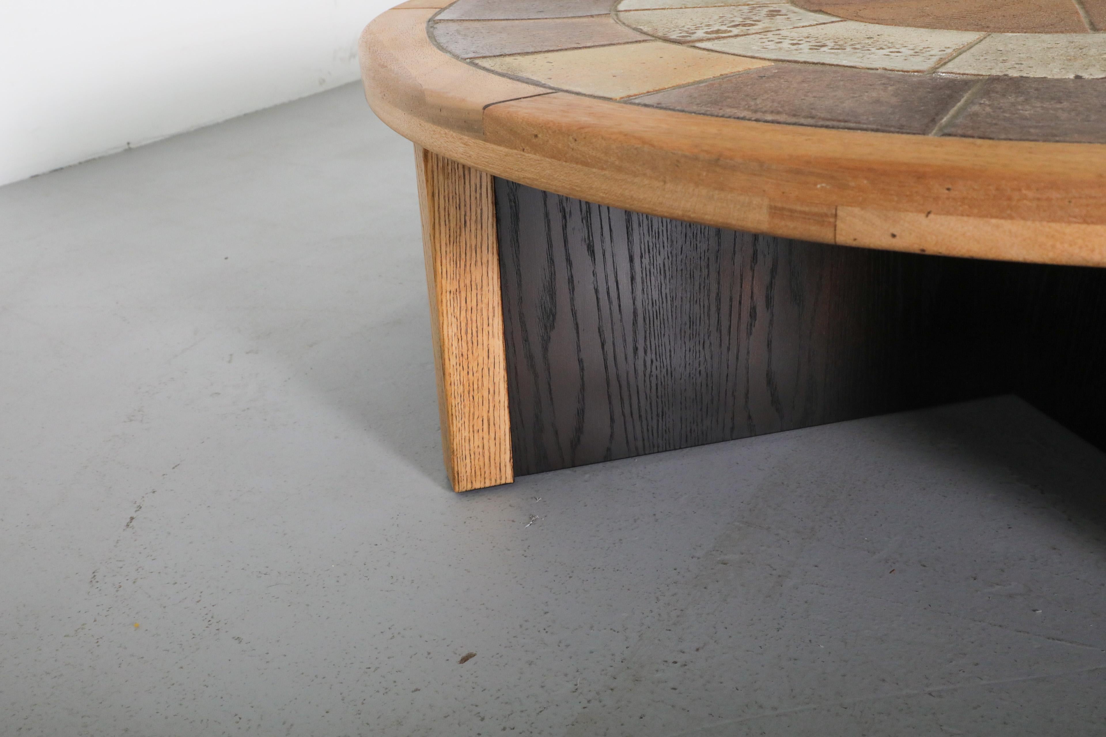 Mid-20th Century Mid-Century Roger Capron Style Round Ceramic Tile Coffee Table by Tue Poulsen