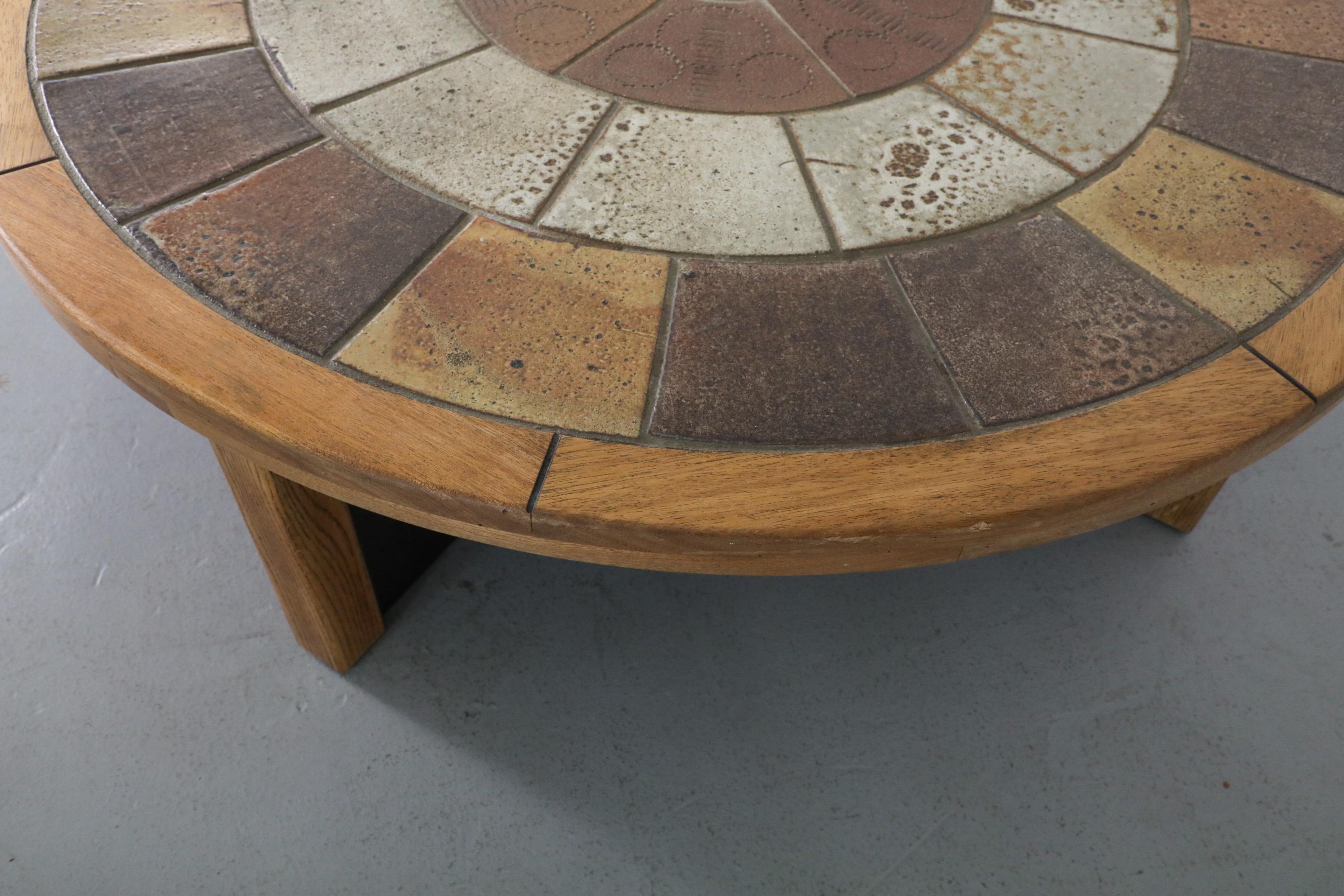Mid-Century Roger Capron Style Round Ceramic Tile Coffee Table by Tue Poulsen 3