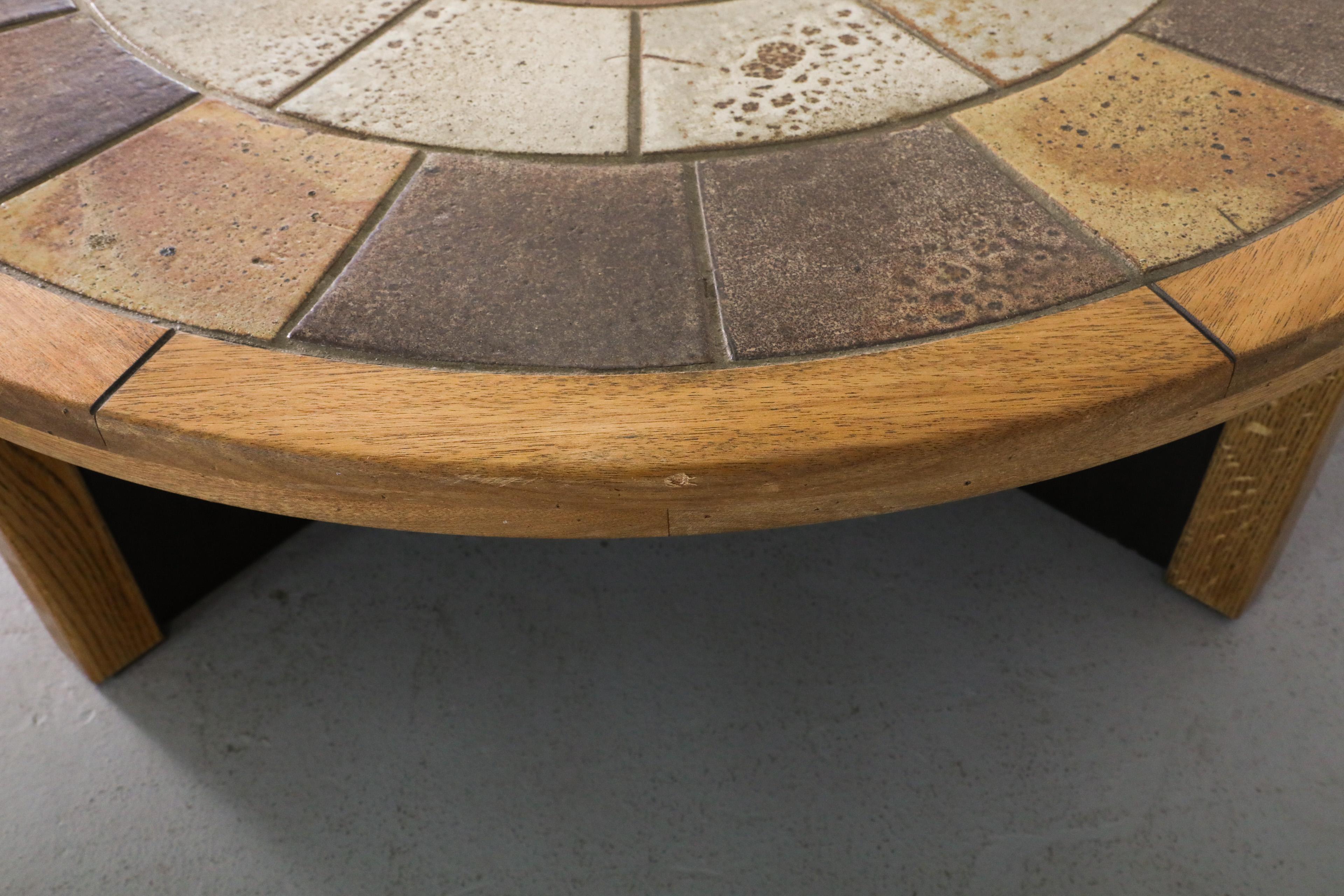 Mid-Century Roger Capron Style Round Ceramic Tile Coffee Table by Tue Poulsen 4