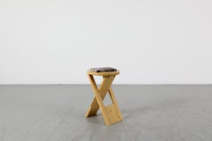 Mid-Century Roger Tallon Folding Oak Stool for Sentou