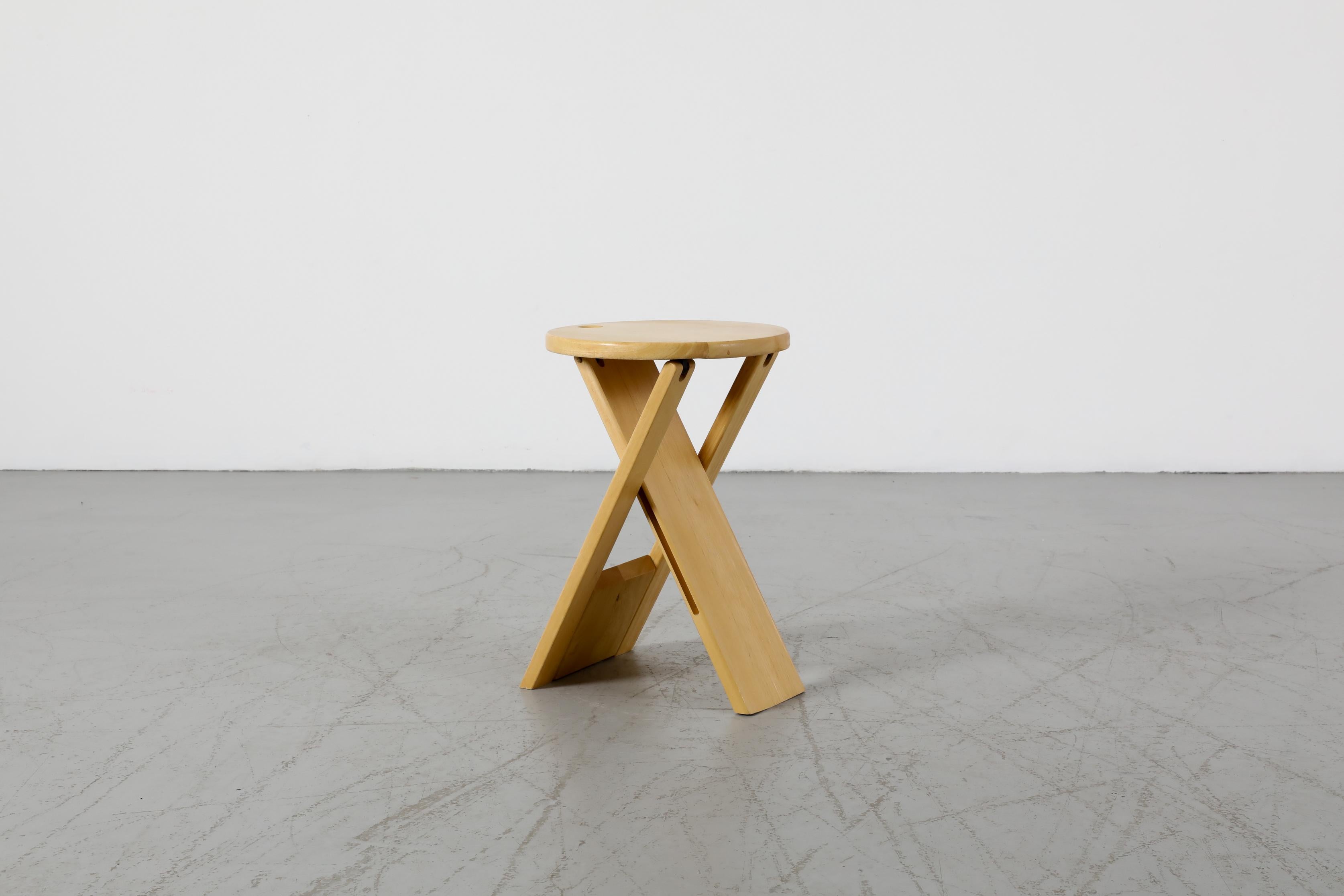 Mid-Century Roger Tallon Folding Oak Stool for Sentou For Sale at