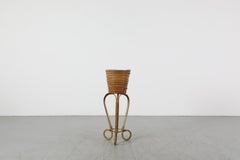 Mid-Century Rohe Noordwolde Attr. Bamboo Planter Stand with Curved Tripod Base