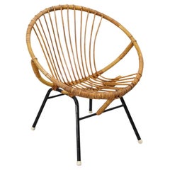 Mid-Century, Rohe Noordwolde (attr) Hoop Chair with Black Enameled Frame