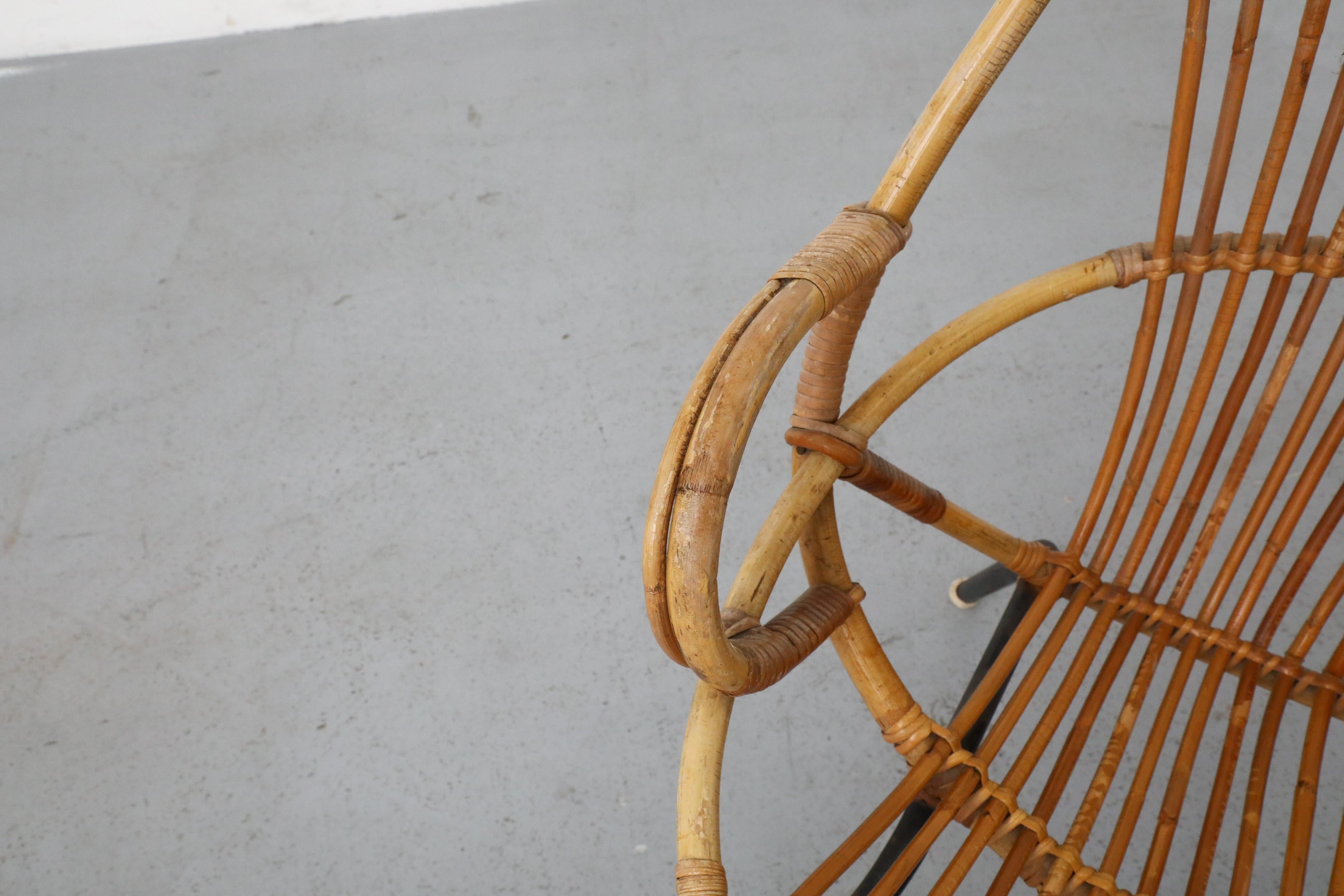 Mid-Century Rohe Noordwolde Bamboo Arm Chair with Decorative Back For Sale 2