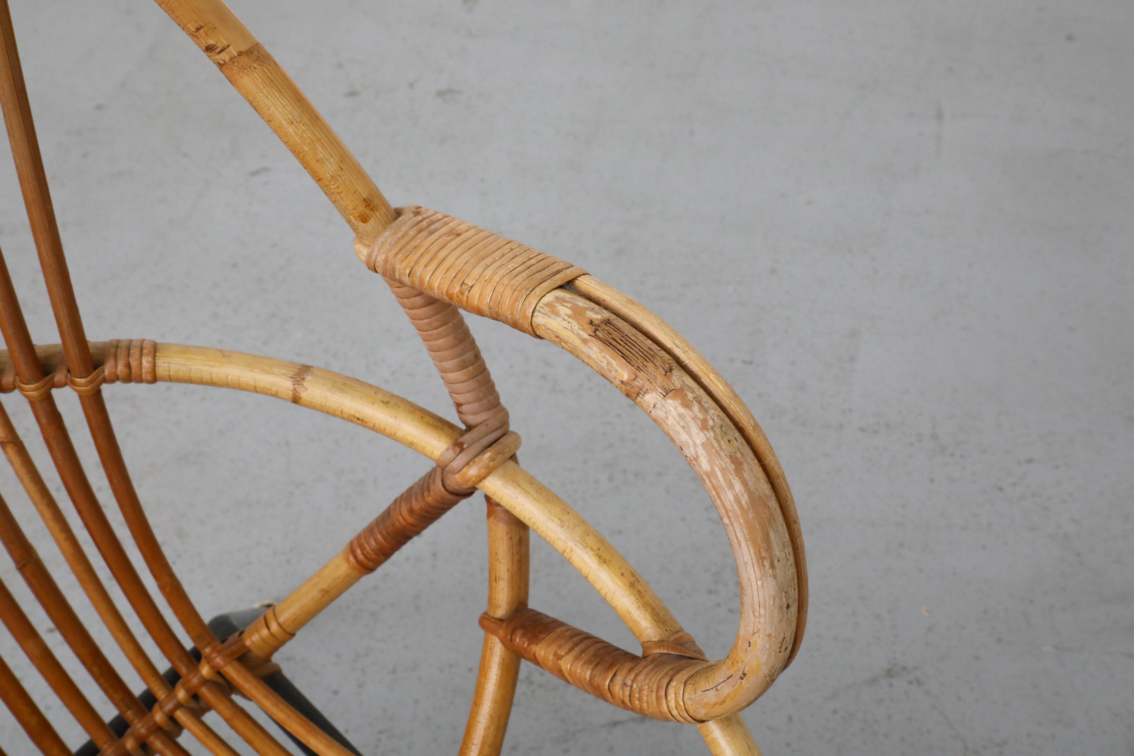 Mid-Century Rohe Noordwolde Bamboo Arm Chair with Decorative Back For Sale 3