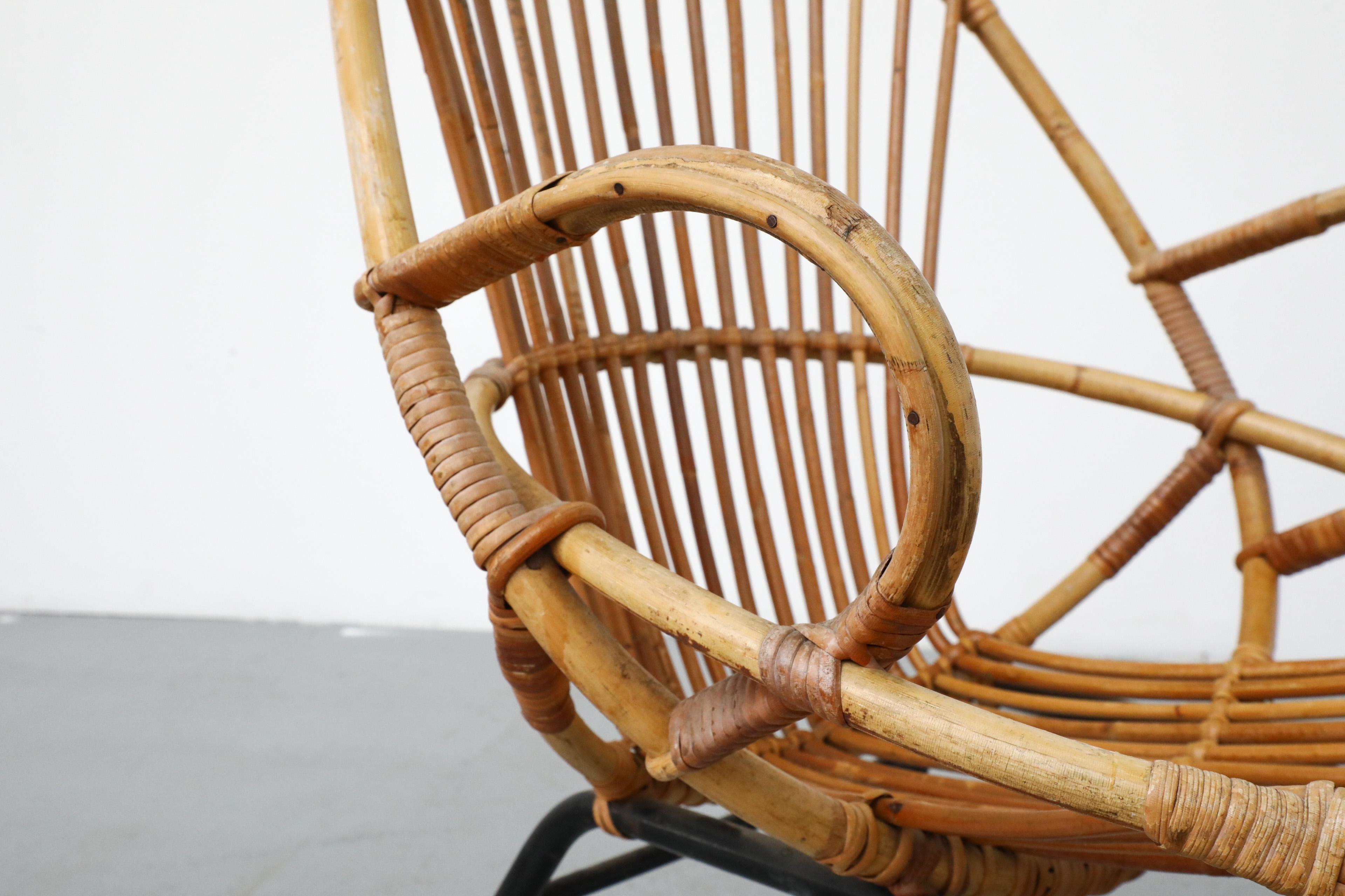 Mid-Century Rohe Noordwolde Bamboo Arm Chair with Decorative Back For Sale 4