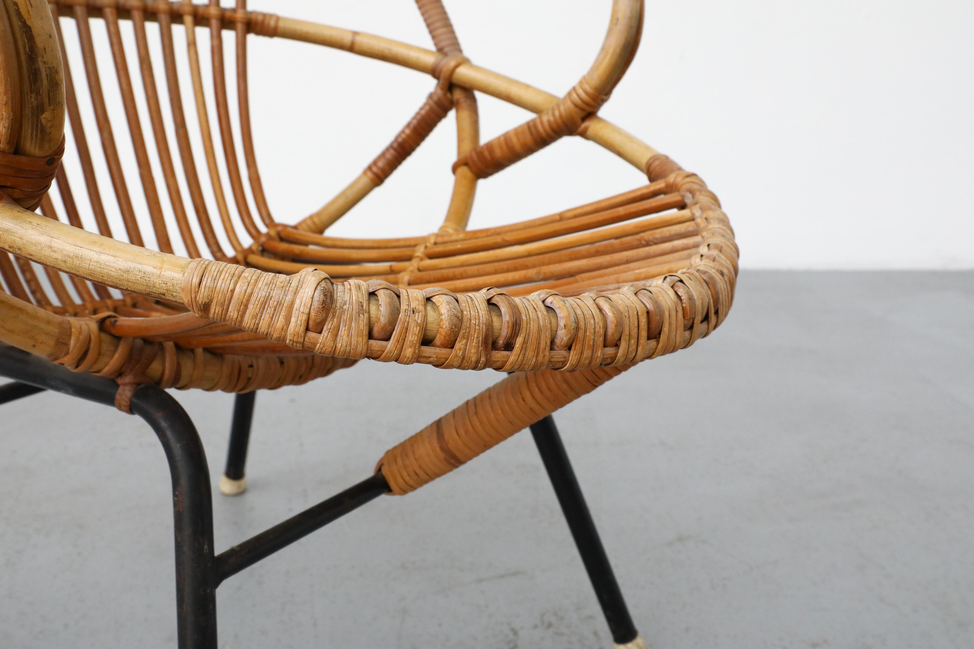 Mid-Century Rohe Noordwolde Bamboo Arm Chair with Decorative Back For Sale 5