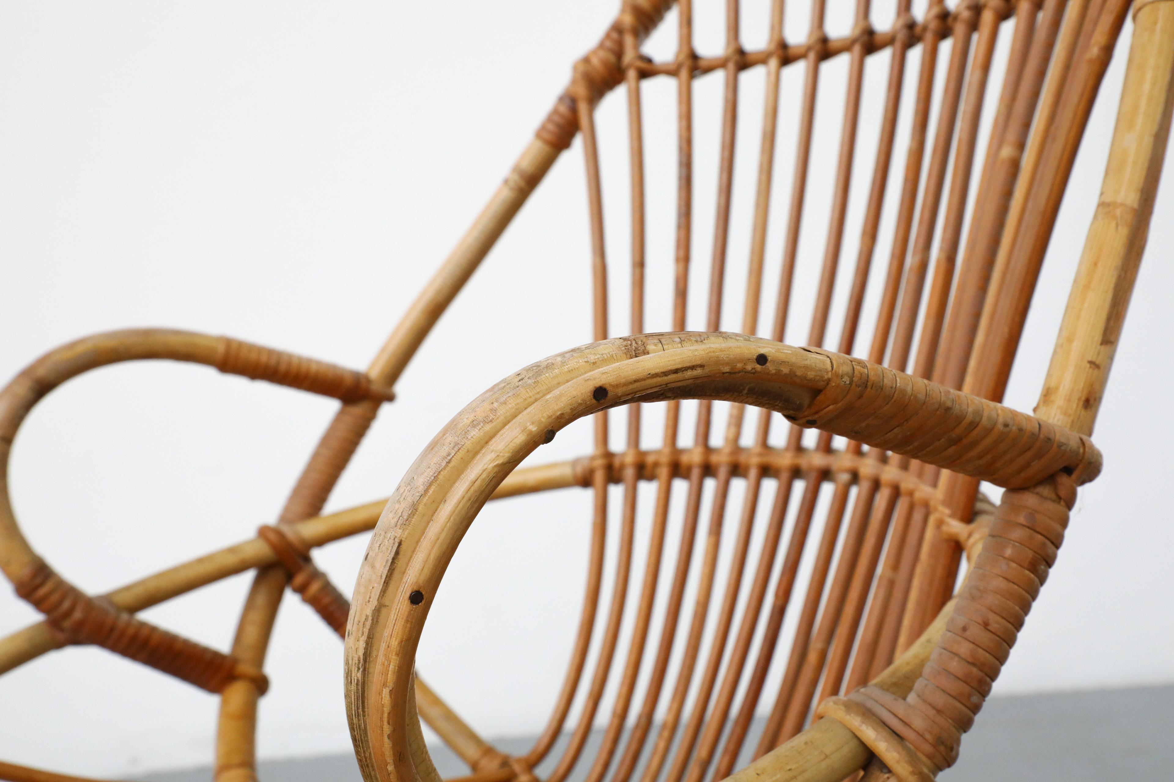 Mid-Century Rohe Noordwolde Bamboo Arm Chair with Decorative Back For Sale 7