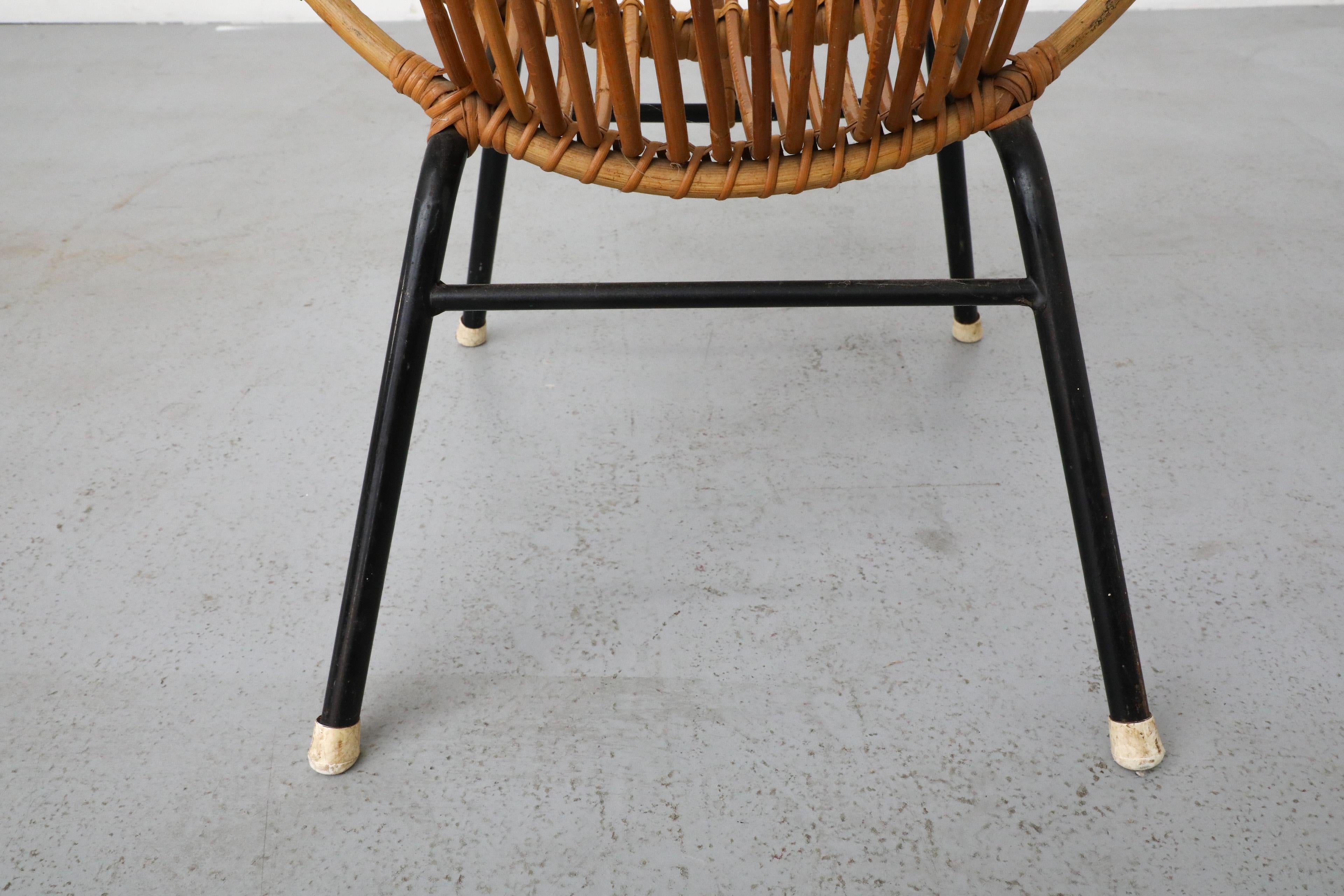 Mid-Century Rohe Noordwolde Bamboo Arm Chair with Decorative Back For Sale 9