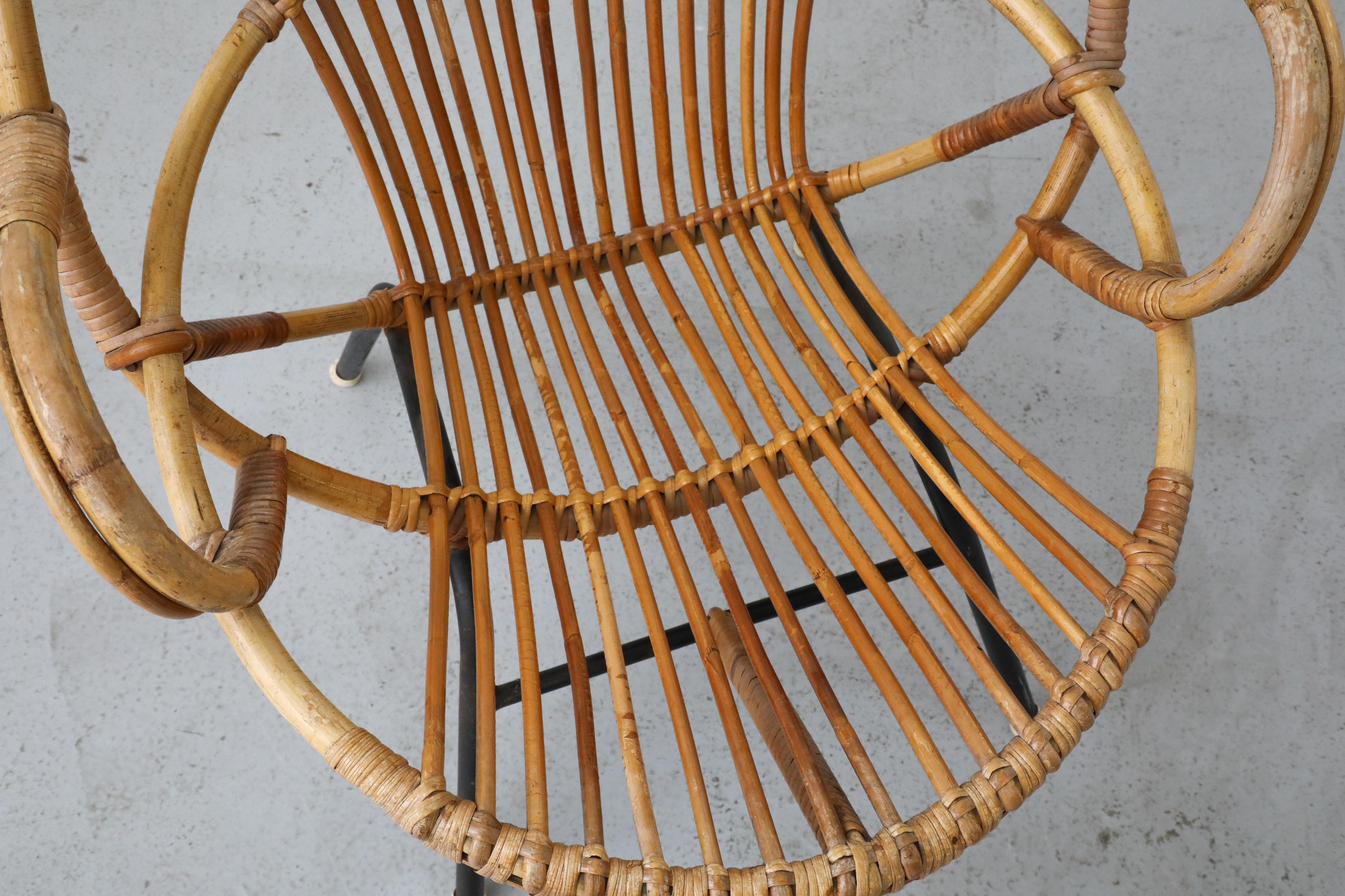 Mid-Century Rohe Noordwolde Bamboo Arm Chair with Decorative Back For Sale 11