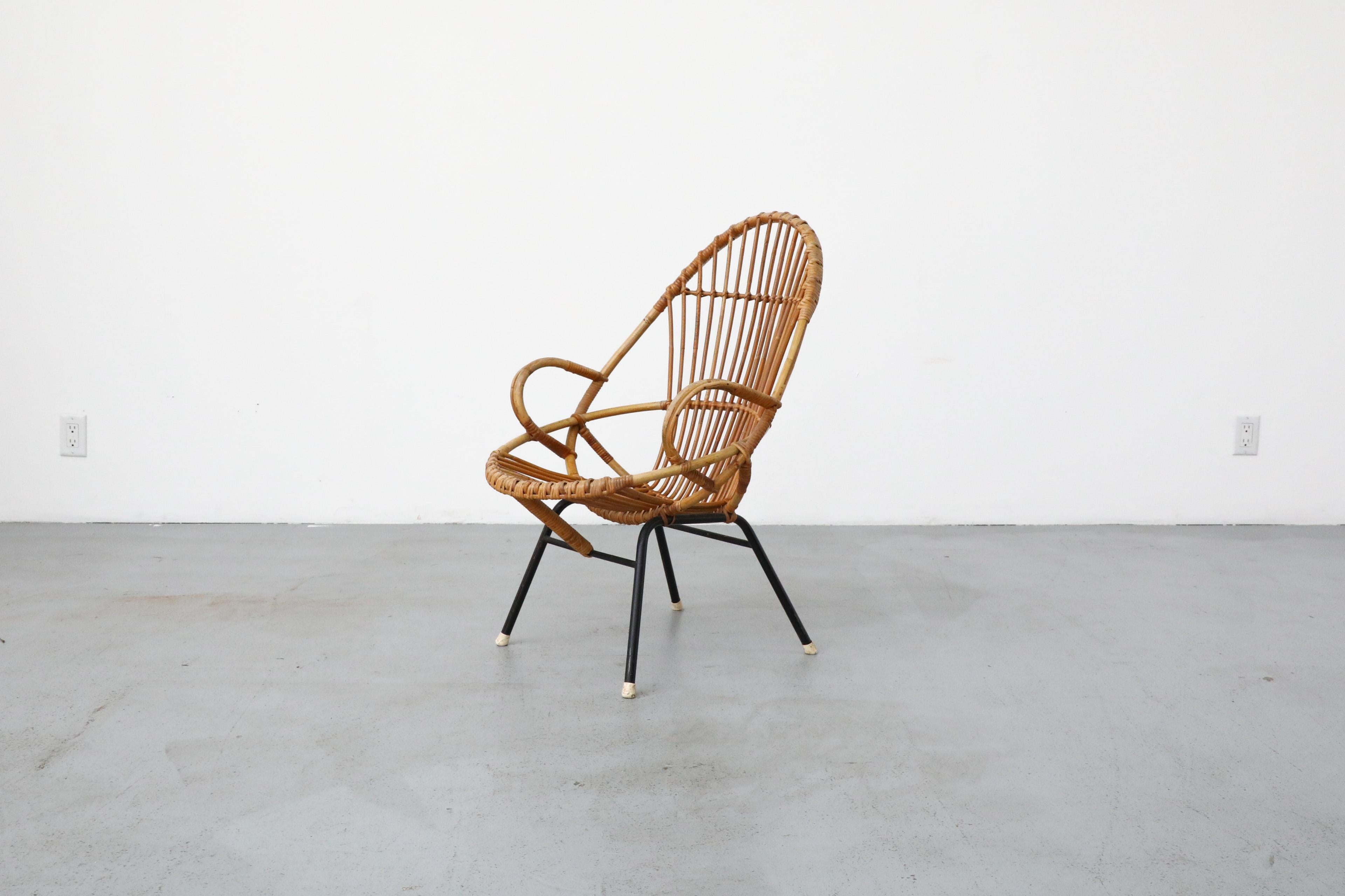 Mid-Century Modern Mid-Century Rohe Noordwolde Bamboo Arm Chair with Decorative Back For Sale