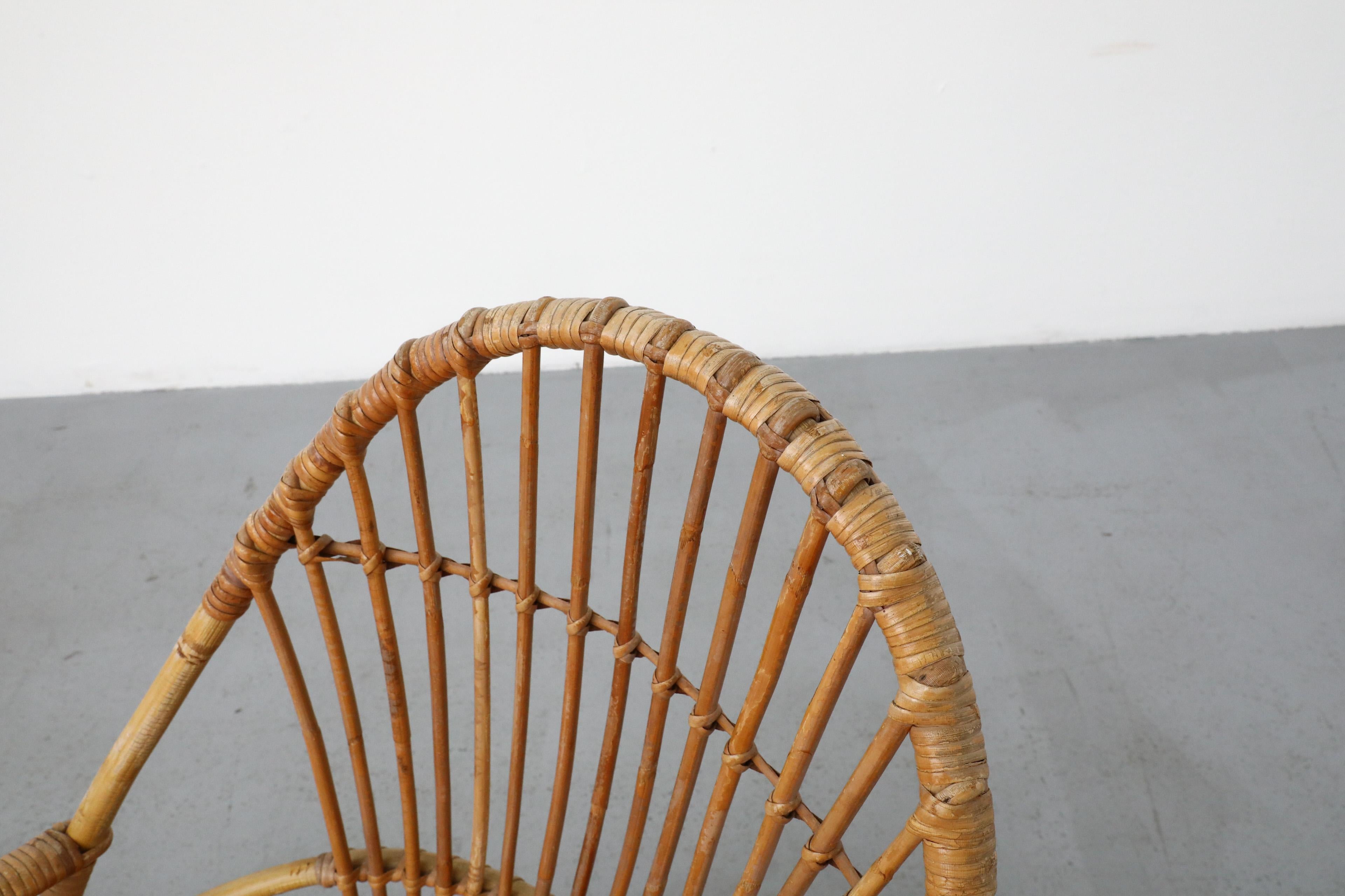 Mid-Century Rohe Noordwolde Bamboo Arm Chair with Decorative Back For Sale 1