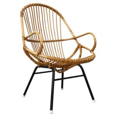 Mid-Century Rohe Noordwolde Bamboo Armchair with Decorative Back