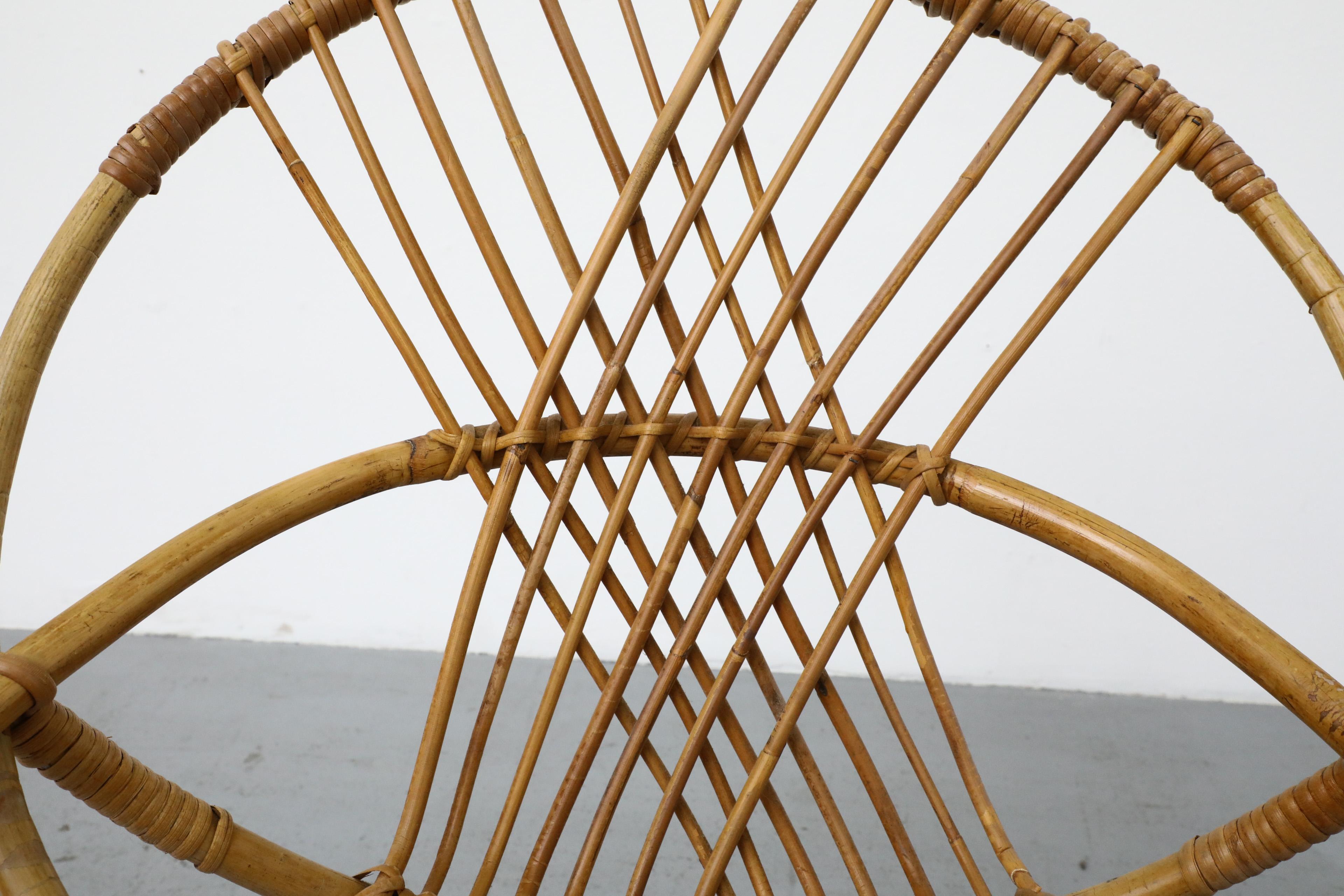 Mid-Century Rohe Noordwolde Bamboo Hoop Chair with Black Enameled Legs For Sale 4