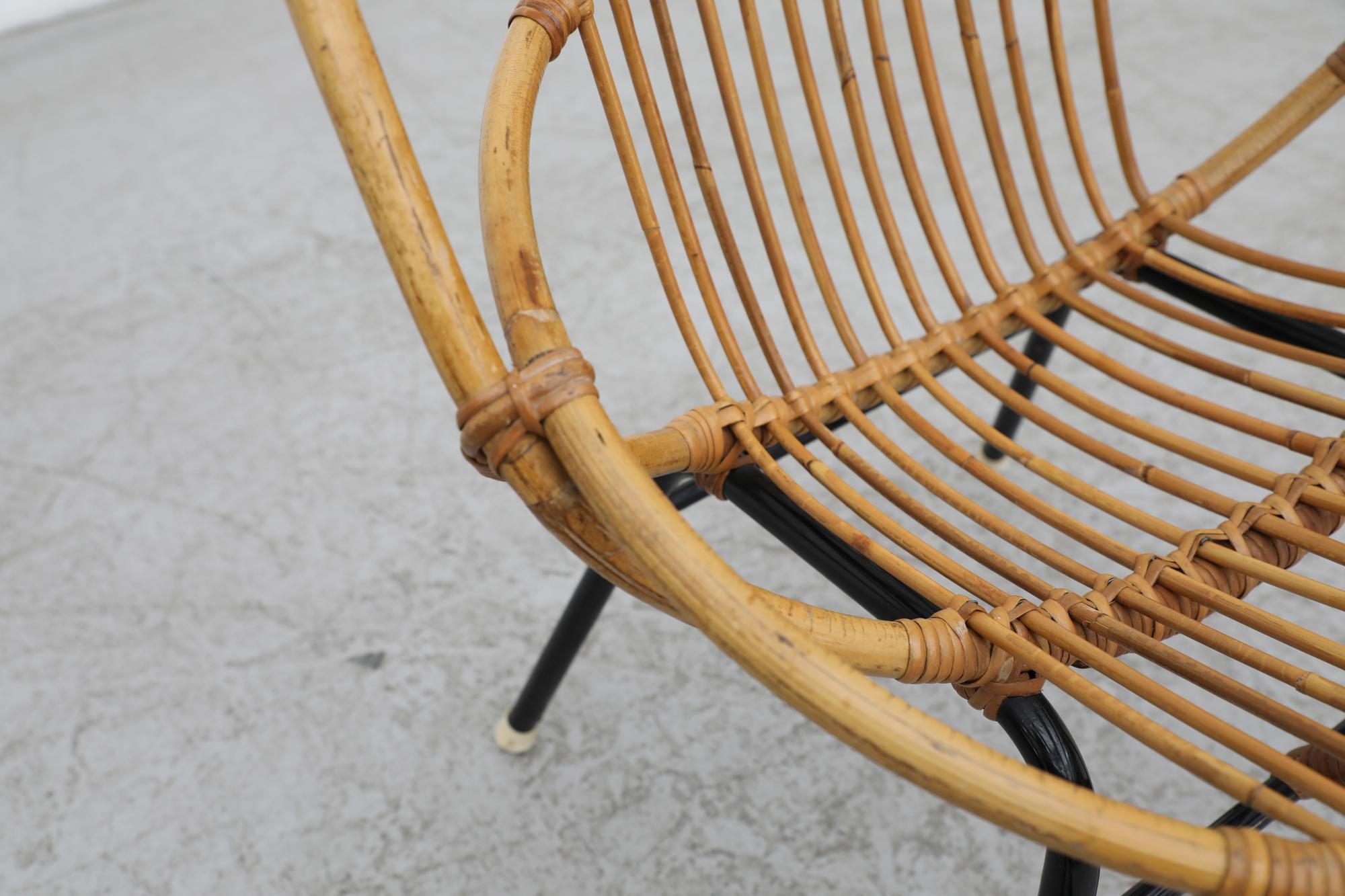 Mid-Century Rohe Noordwolde Bamboo Hoop Chair with Black Frame For Sale 3