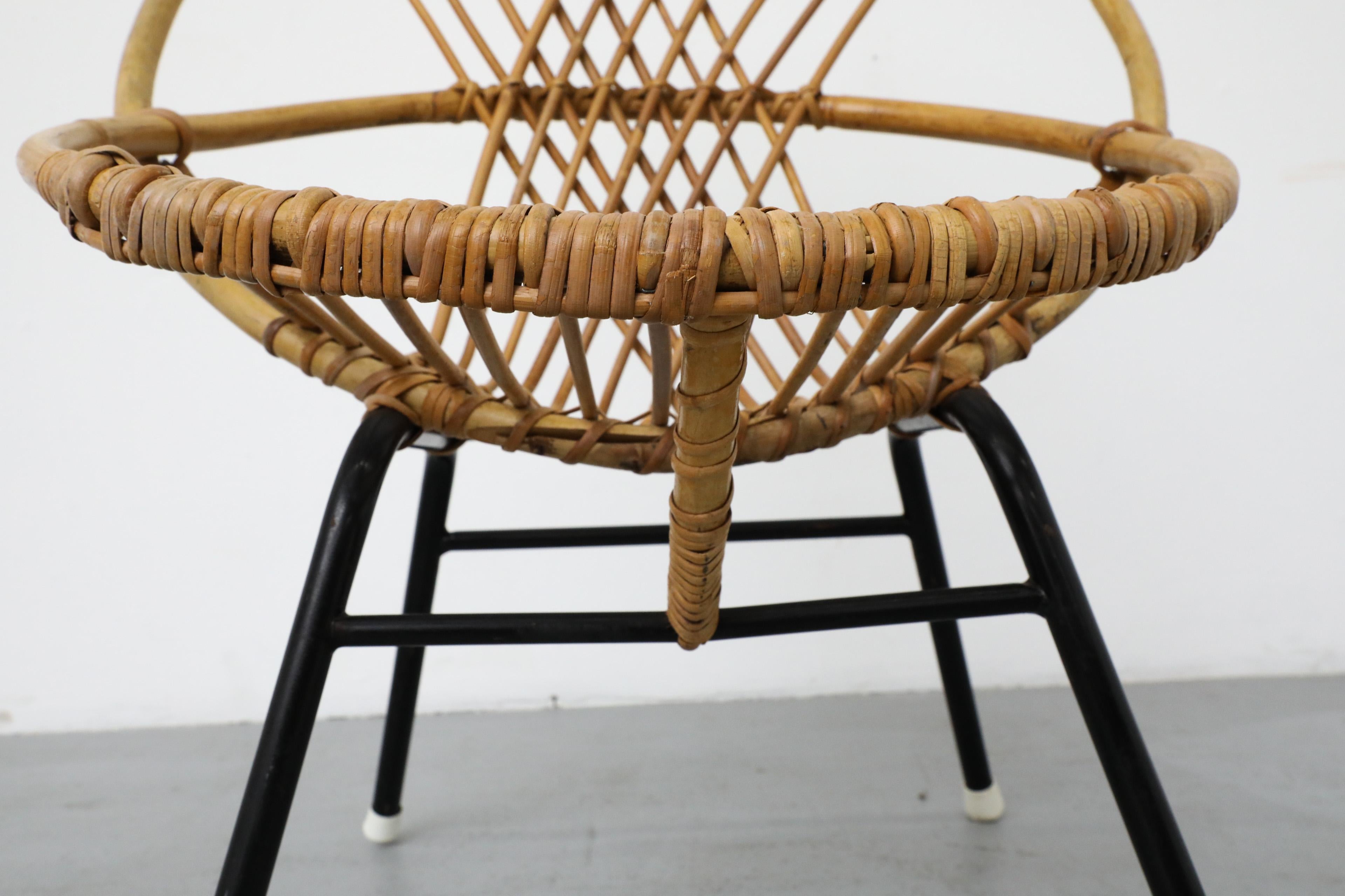 Mid-Century Rohe Noordwolde Bamboo Hoop Chair with Black Enameled Legs For Sale 6