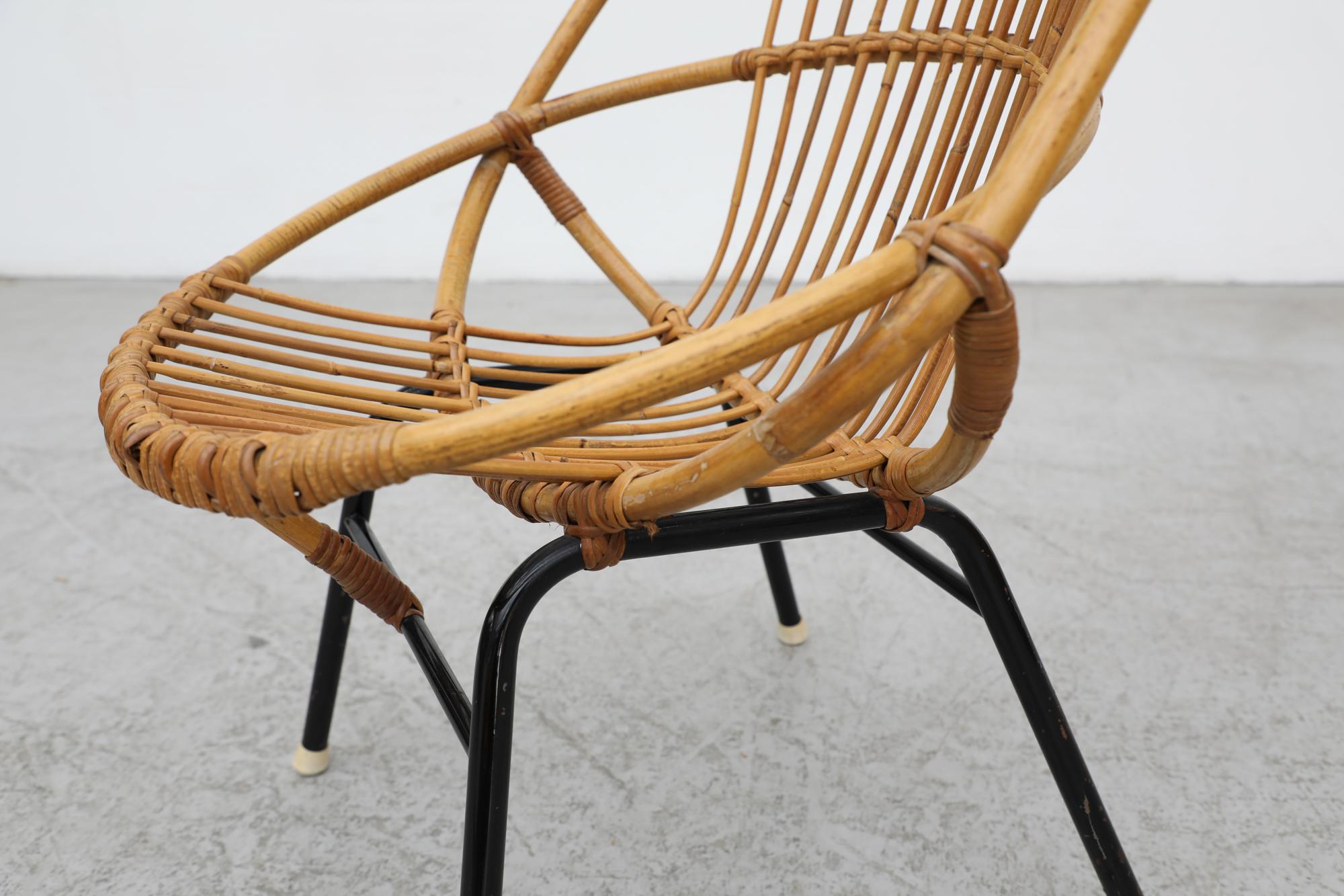 Chaise Noordwolde en bambou du milieu du siècle avec cadre noir en vente 6