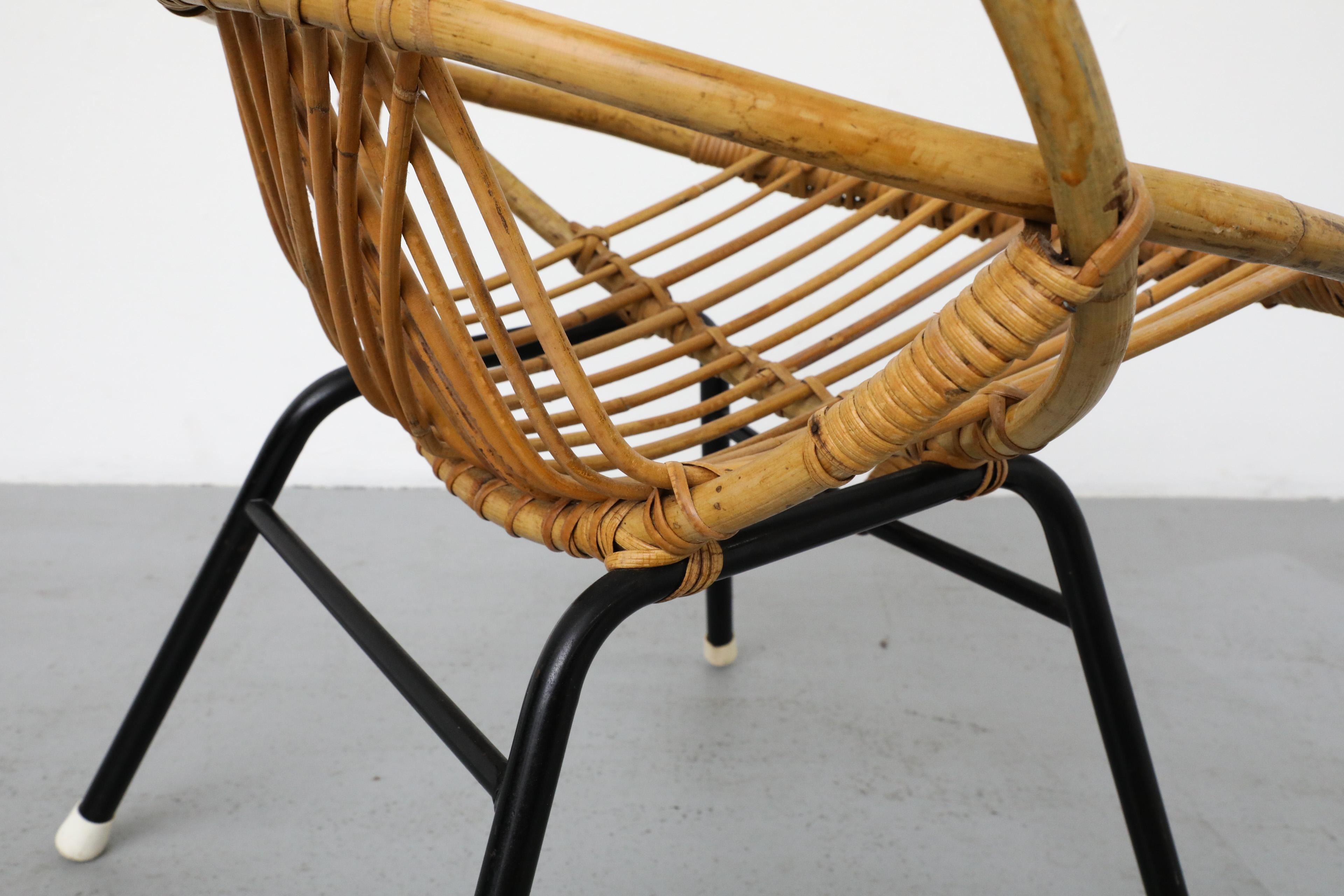Mid-Century Rohe Noordwolde Bamboo Hoop Chair with Black Enameled Legs For Sale 7
