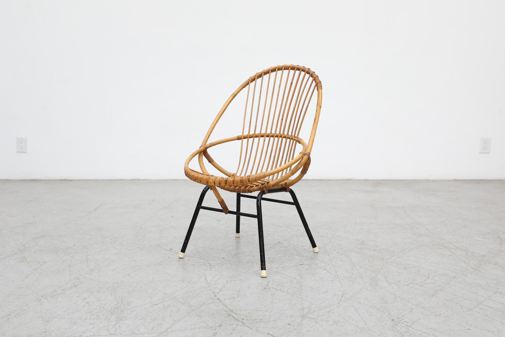 Mid-Century Rohe Noordwolde Bamboo Hoop Chair with Black Frame For Sale 7