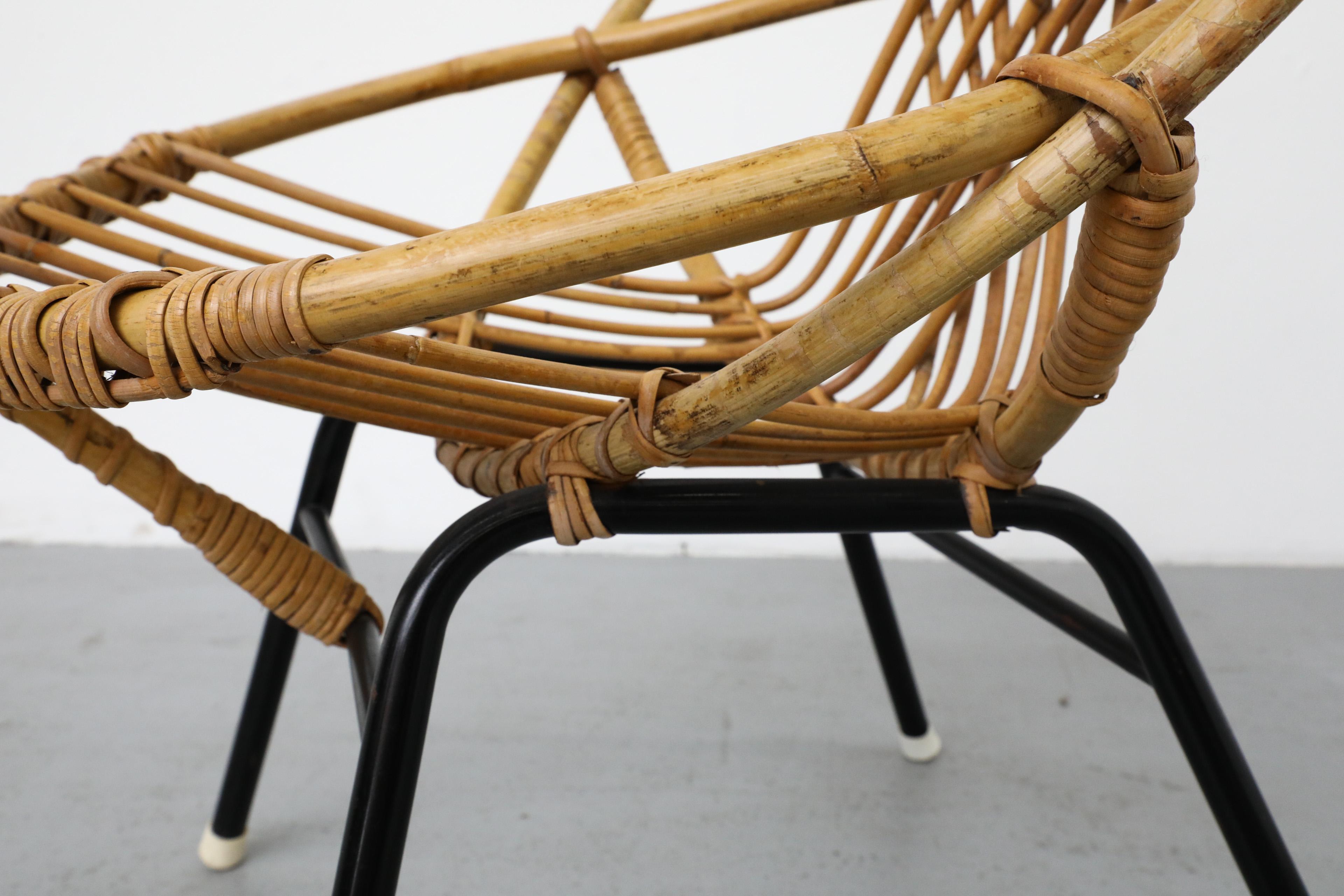 Mid-Century Rohe Noordwolde Bamboo Hoop Chair with Black Enameled Legs For Sale 10
