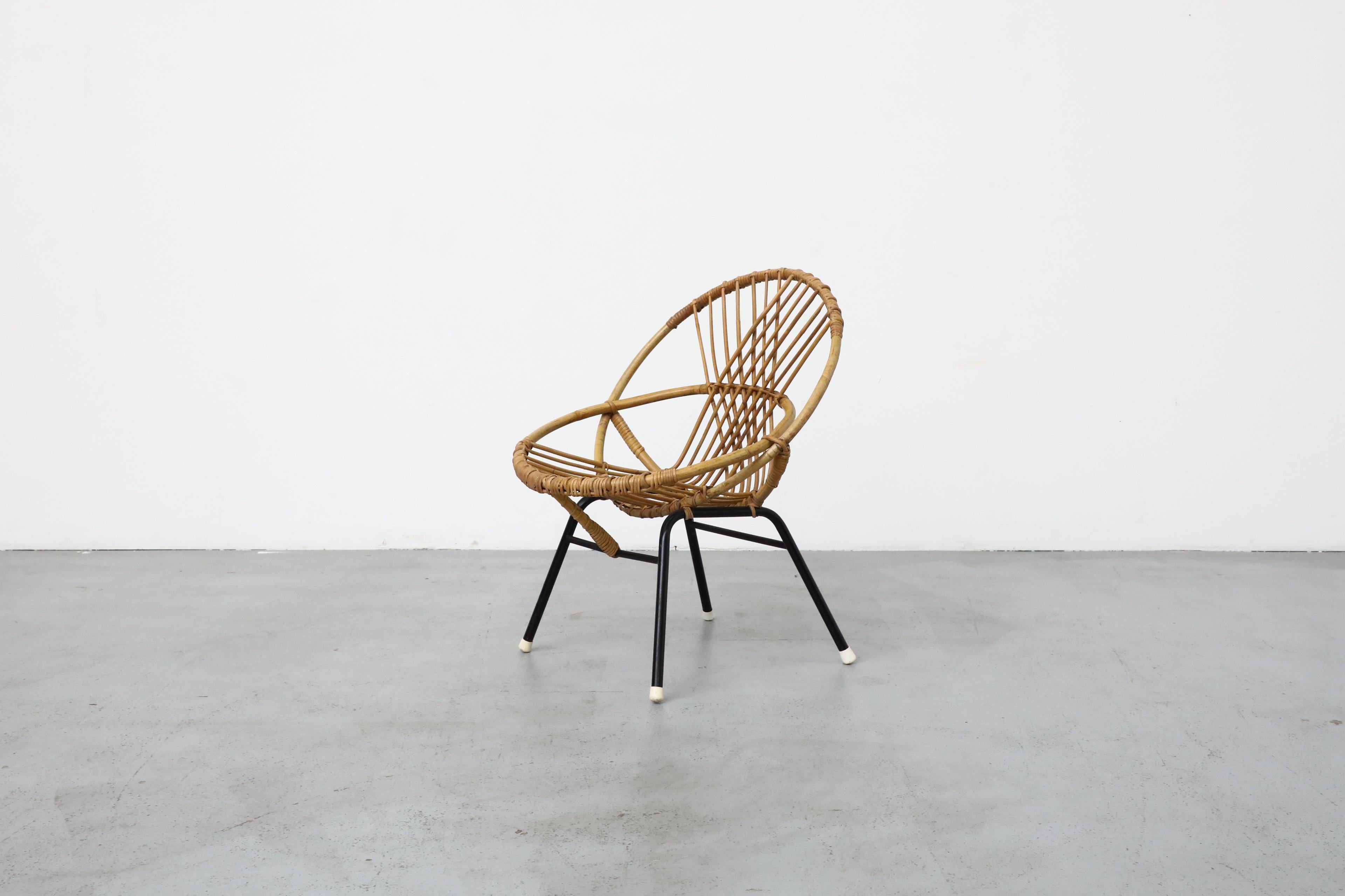 Mid-Century Modern Mid-Century Rohe Noordwolde Bamboo Hoop Chair with Black Enameled Legs For Sale