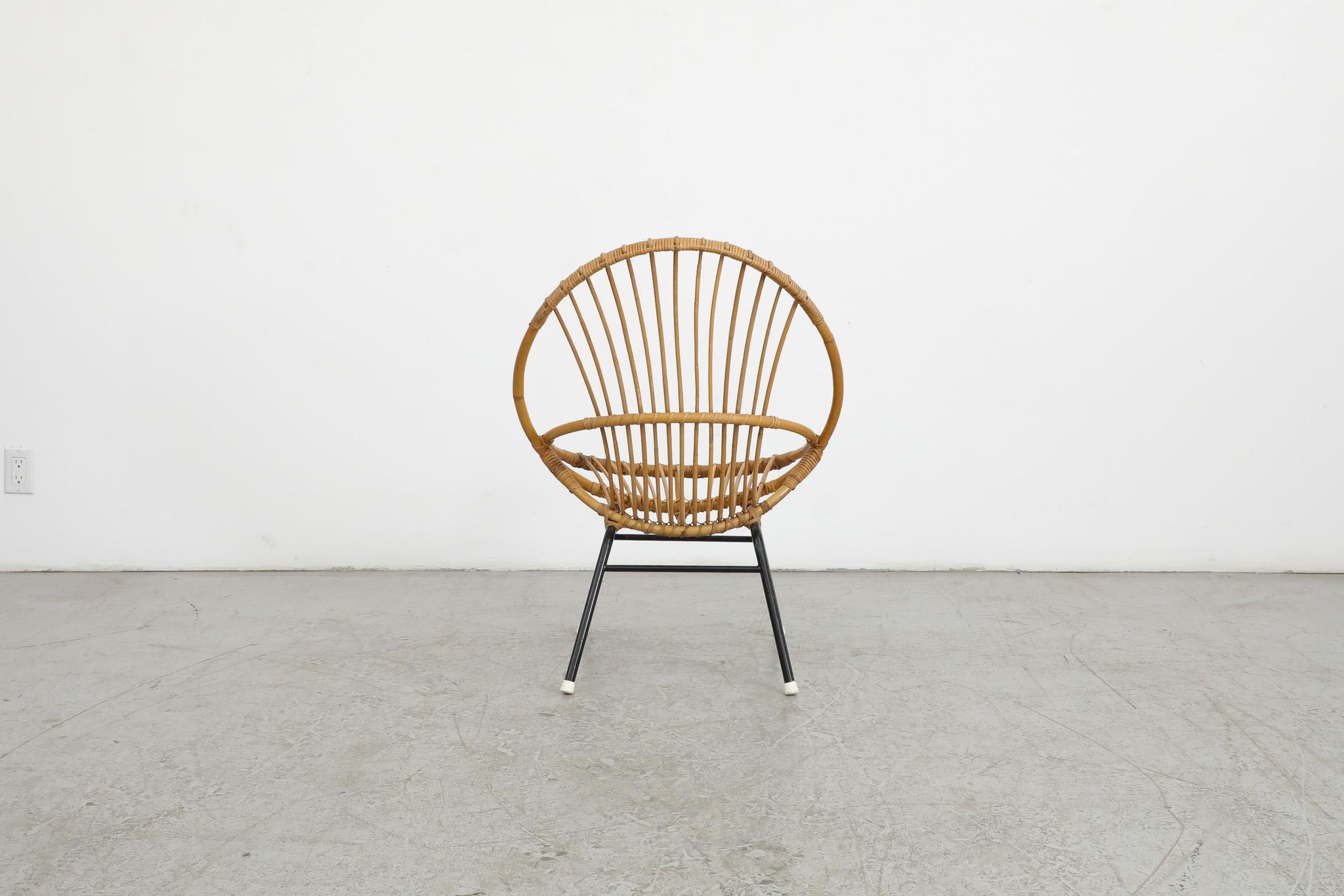 Enameled Mid-Century Rohe Noordwolde Bamboo Hoop Chair For Sale