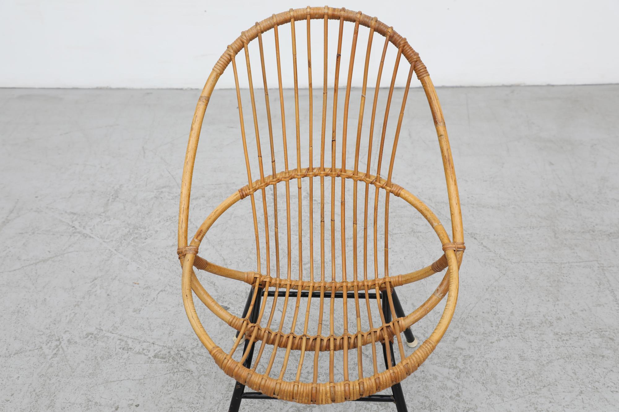 Mid-20th Century Mid-Century Rohe Noordwolde Bamboo Hoop Chair with Black Frame For Sale