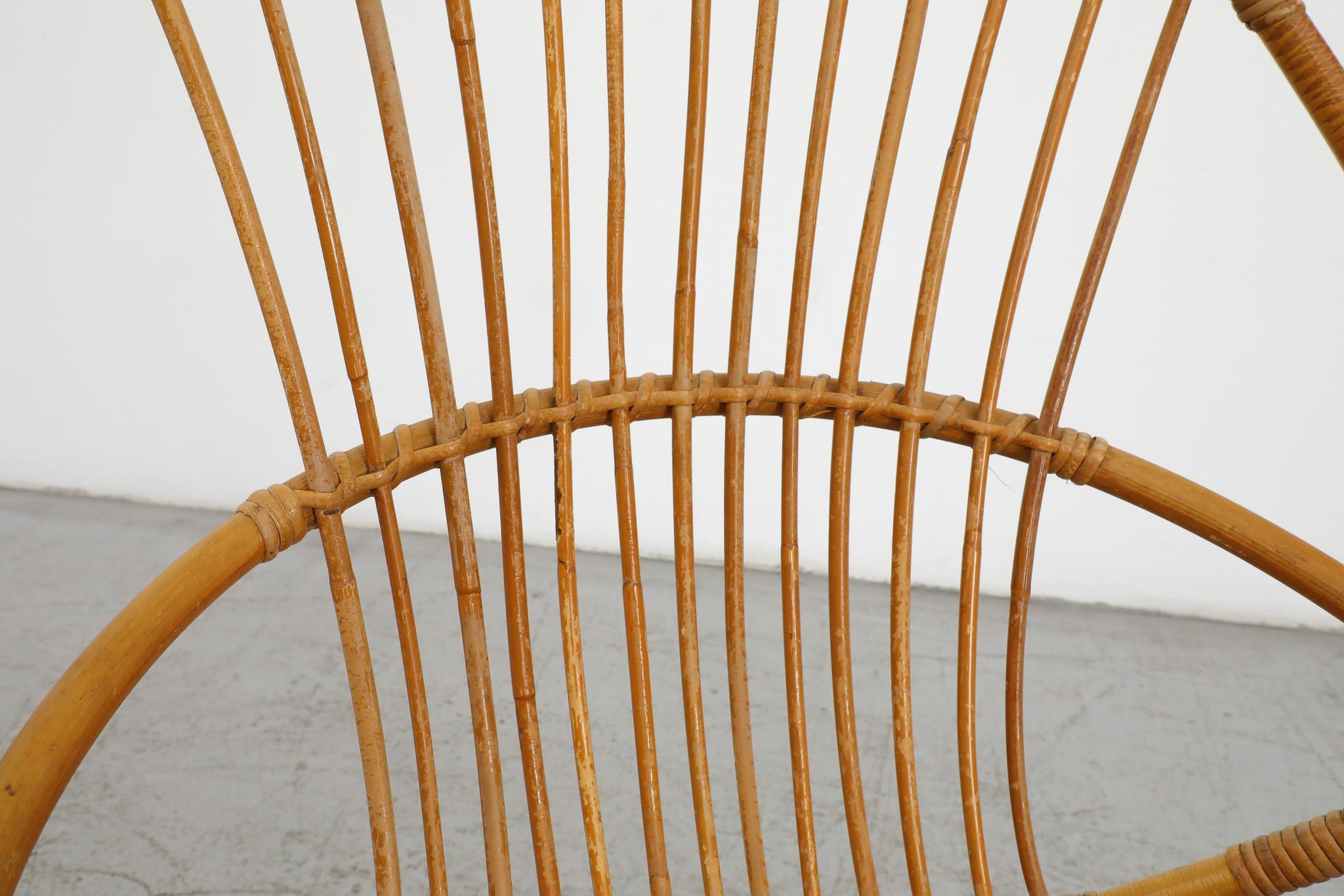 Metal Mid-Century Rohe Noordwolde Bamboo Hoop Chair For Sale