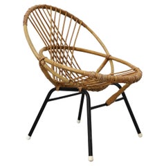 Silla con aro de bambú Rohe Noordwolde de mediados de siglo con patas esmaltadas en negro