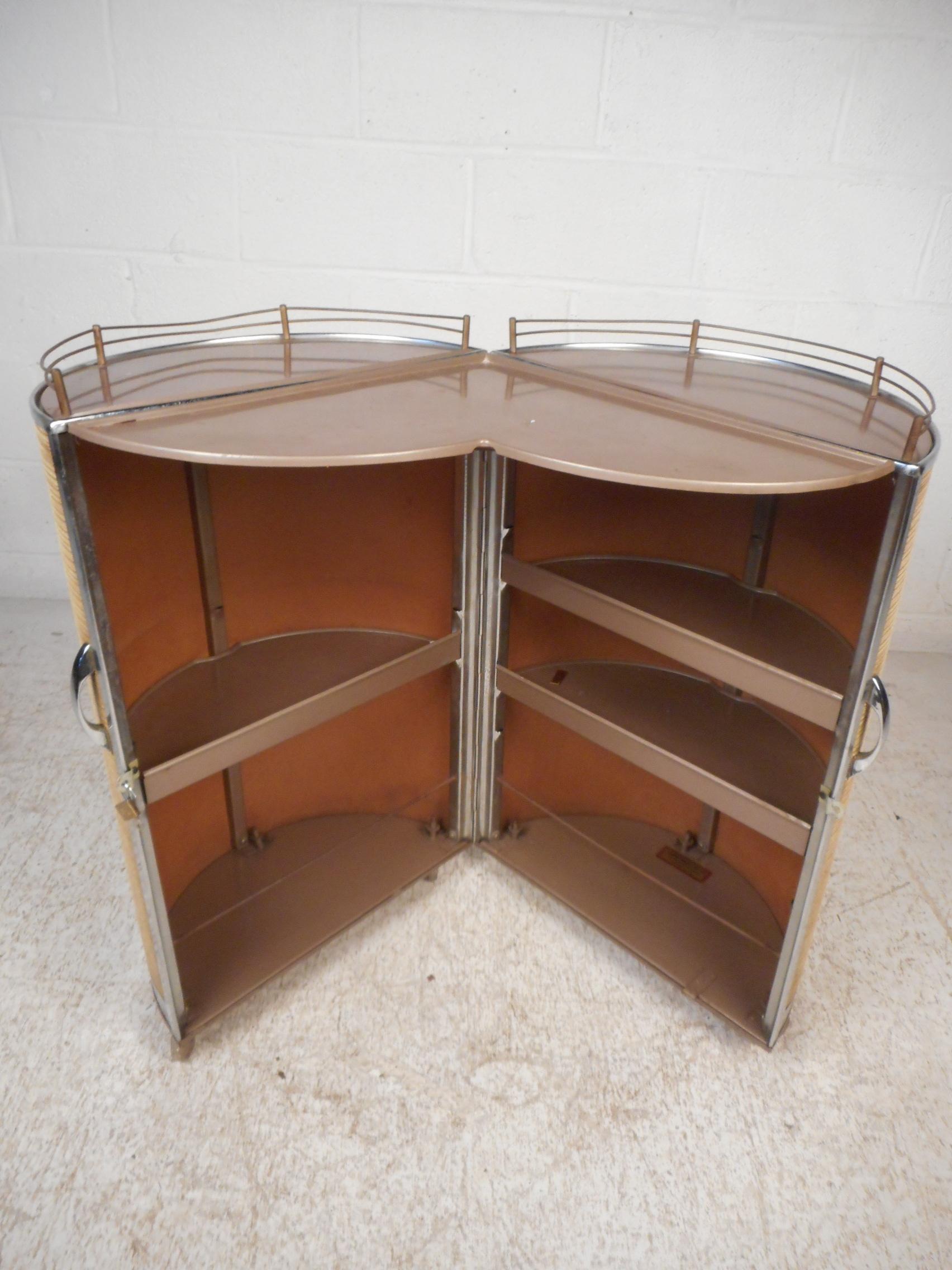 American Midcentury Rolling Bar Cabinet by Semrow Products