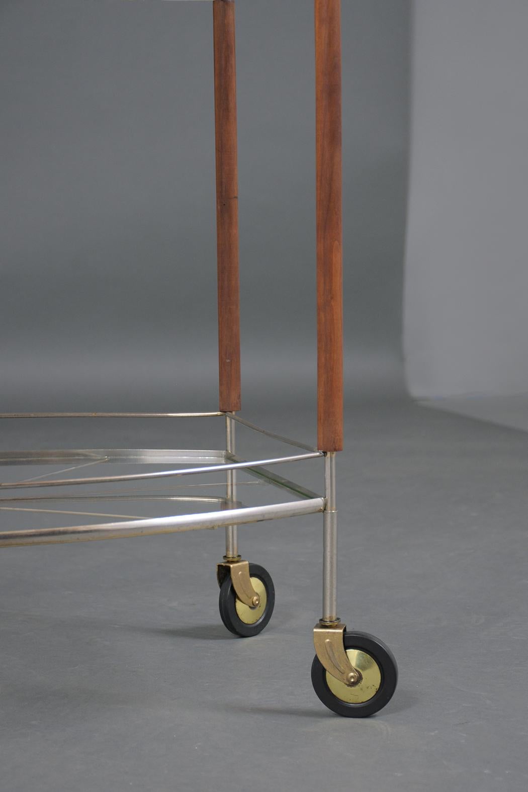 Mid-Century Modern Glass Top Bar Cart 3