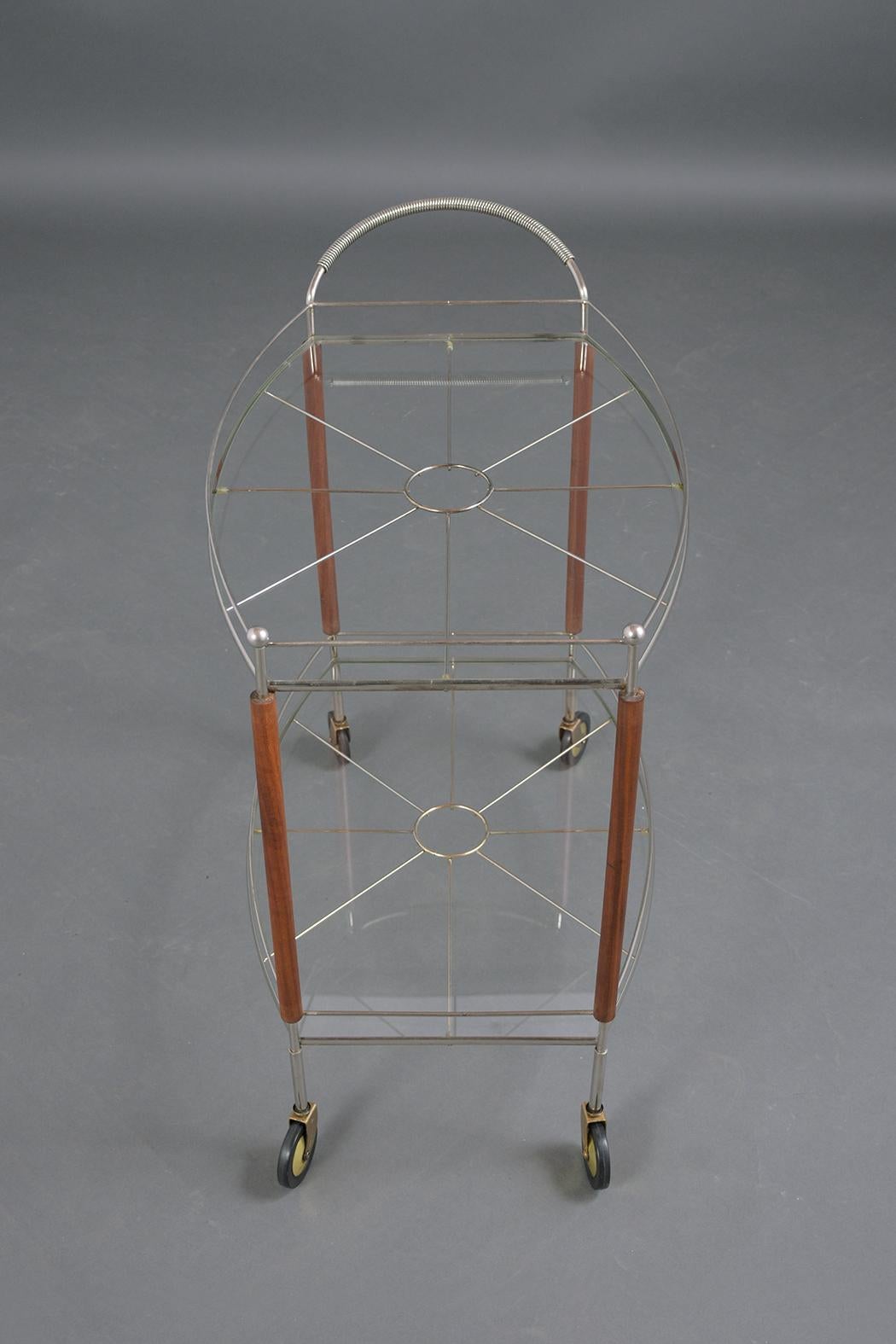 Mid-Century Modern Glass Top Bar Cart 4