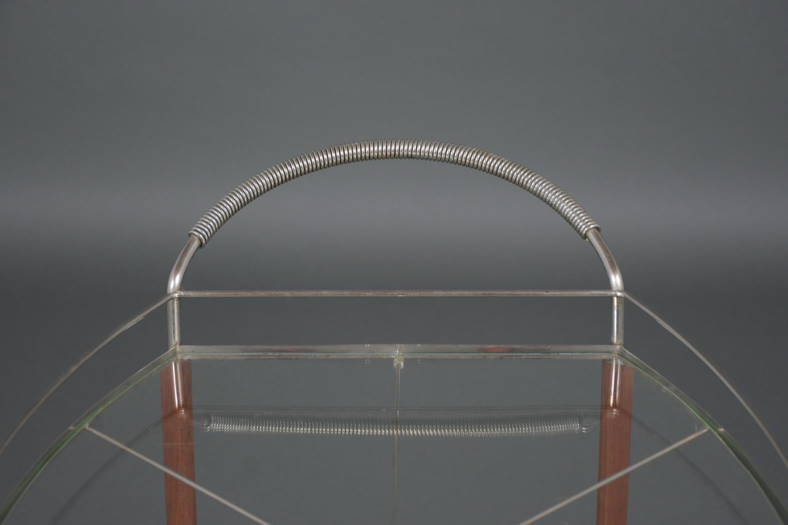 Mid-Century Modern Glass Top Bar Cart 5