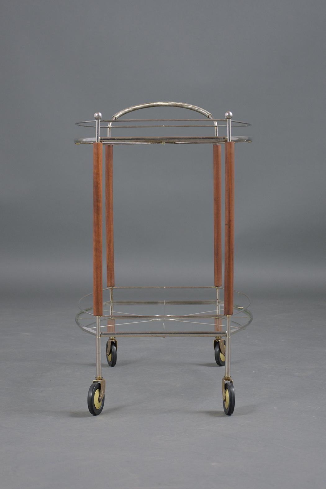 Mid-Century Modern Glass Top Bar Cart 6