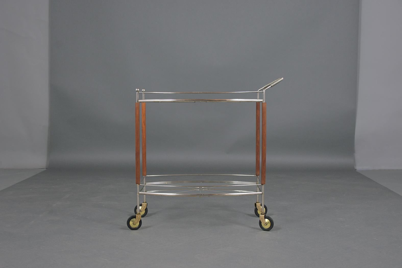 Mid-Century Modern Glass Top Bar Cart 7