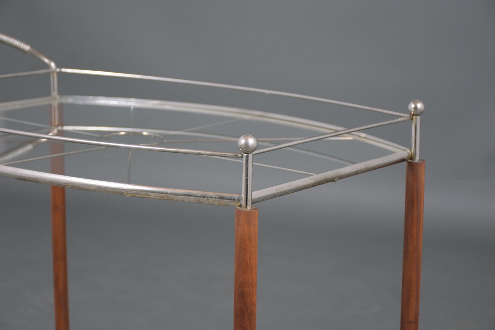 American Mid-Century Modern Glass Top Bar Cart