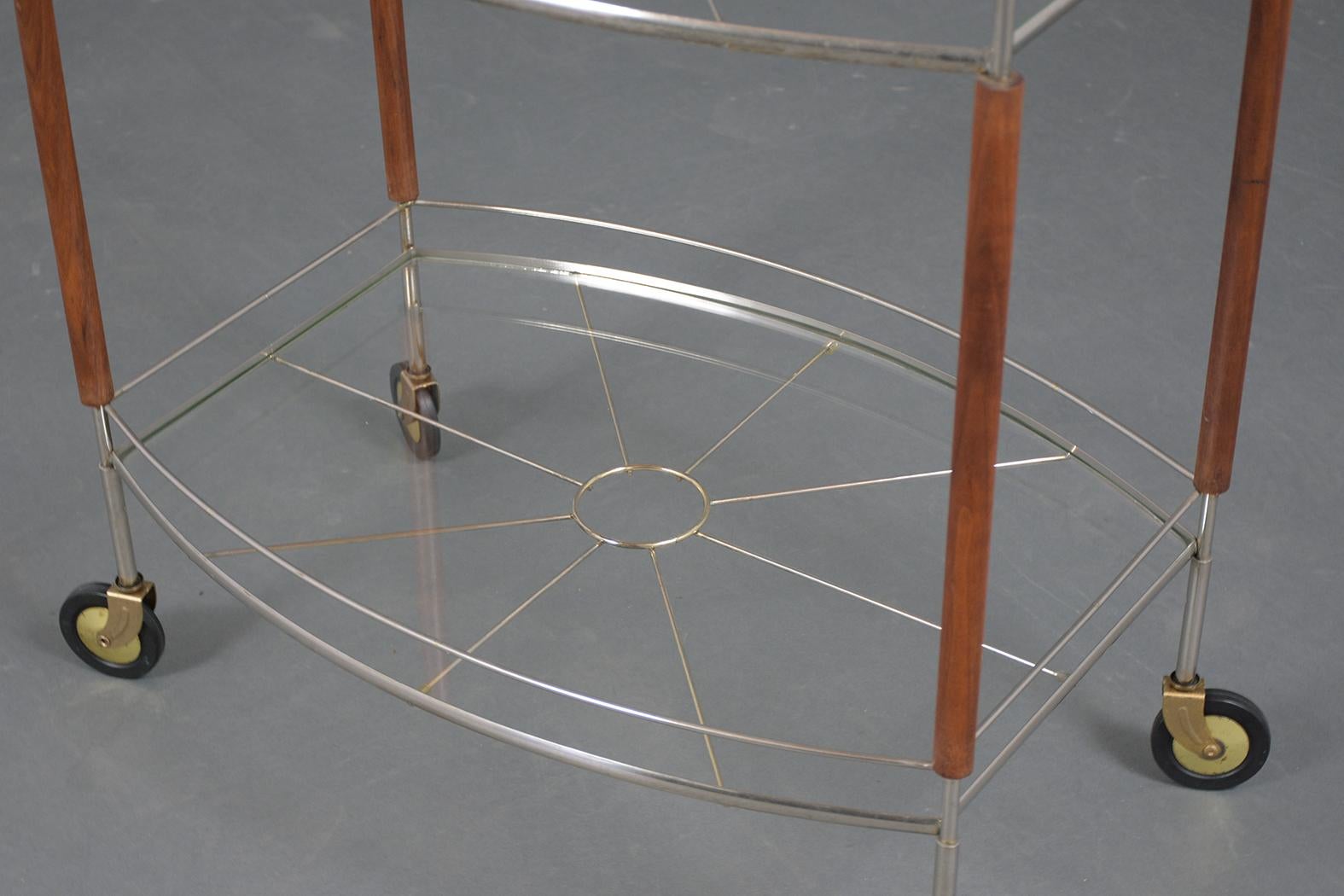 Mid-Century Modern Glass Top Bar Cart In Good Condition In Los Angeles, CA