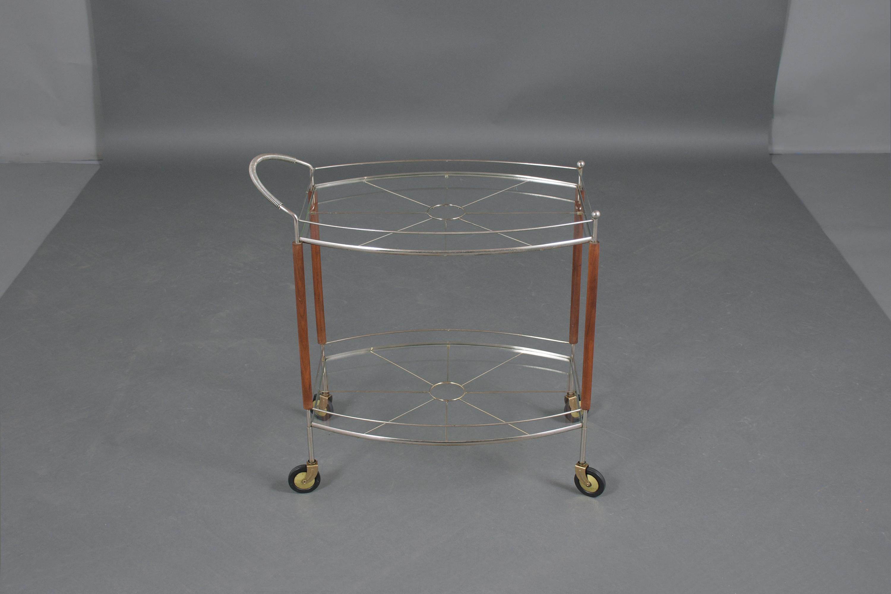 Mid-20th Century Mid-Century Modern Glass Top Bar Cart