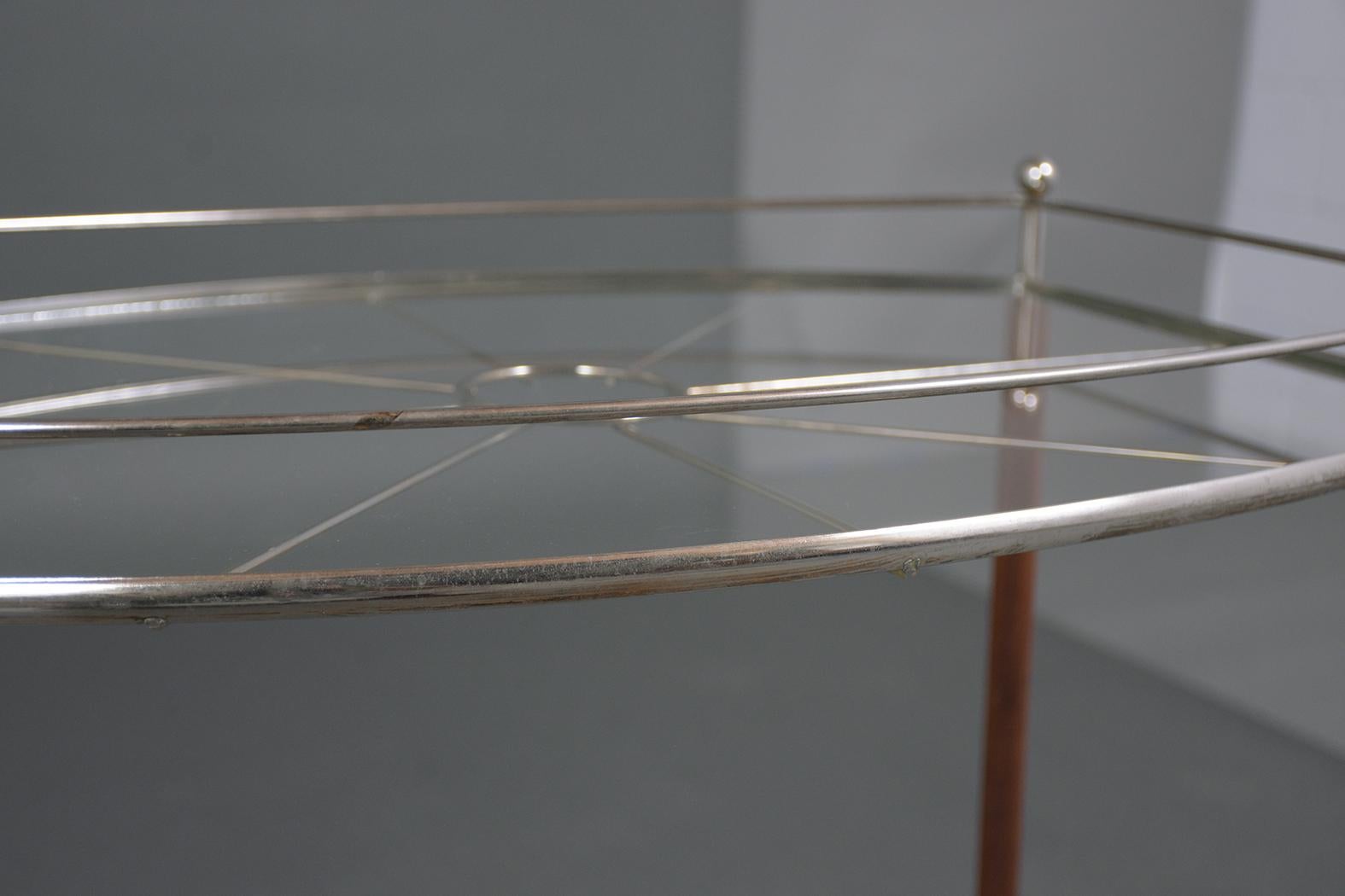 Mid-Century Modern Glass Top Bar Cart 1