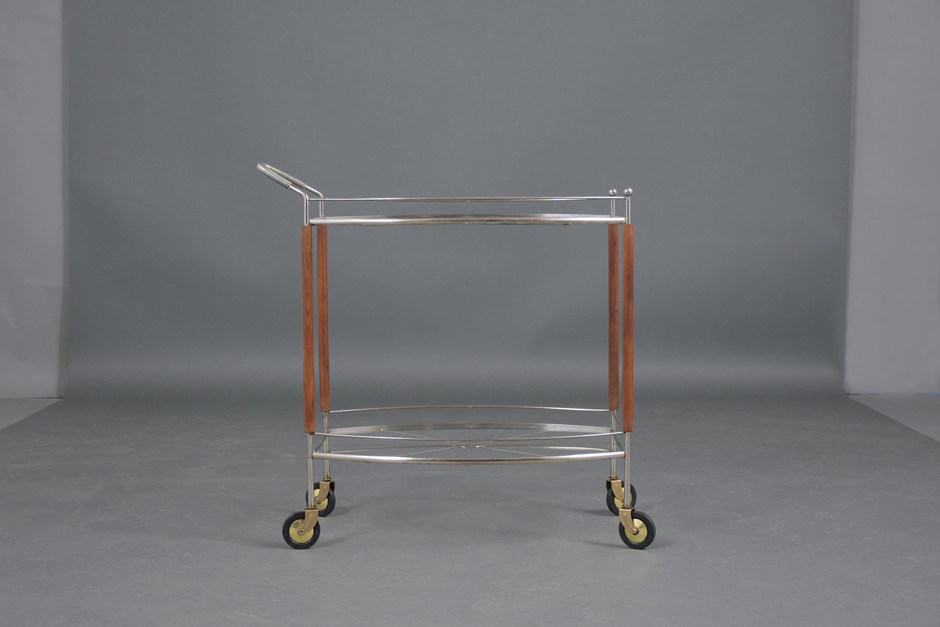 Mid-Century Modern Glass Top Bar Cart 2