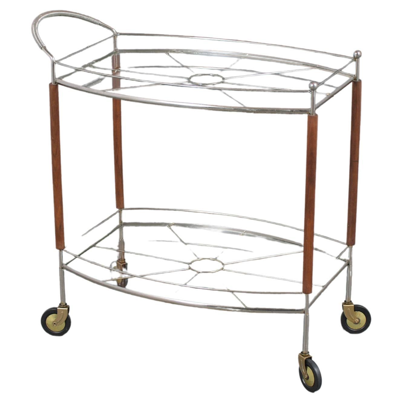 Mid-Century Modern Glass Top Bar Cart