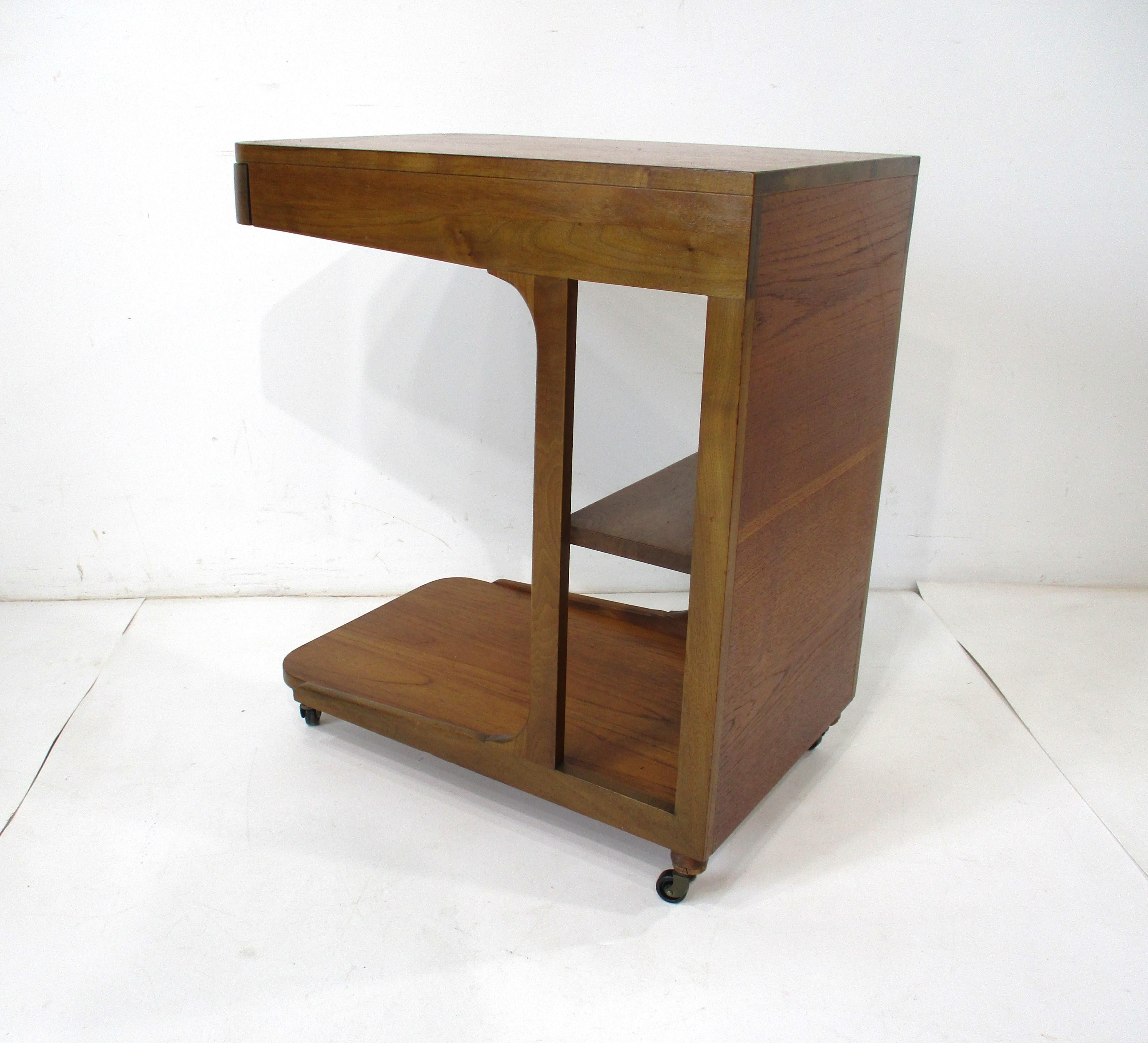 American Dunbar styled Mid Century Rolling Bar Cart For Sale