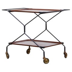 Vintage Mid-Century Rolling Bar Cart with Removable Trays
