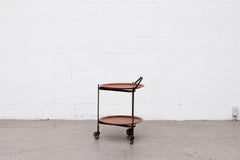 Mid-Century Rolling Cart with Removable Teak Trays