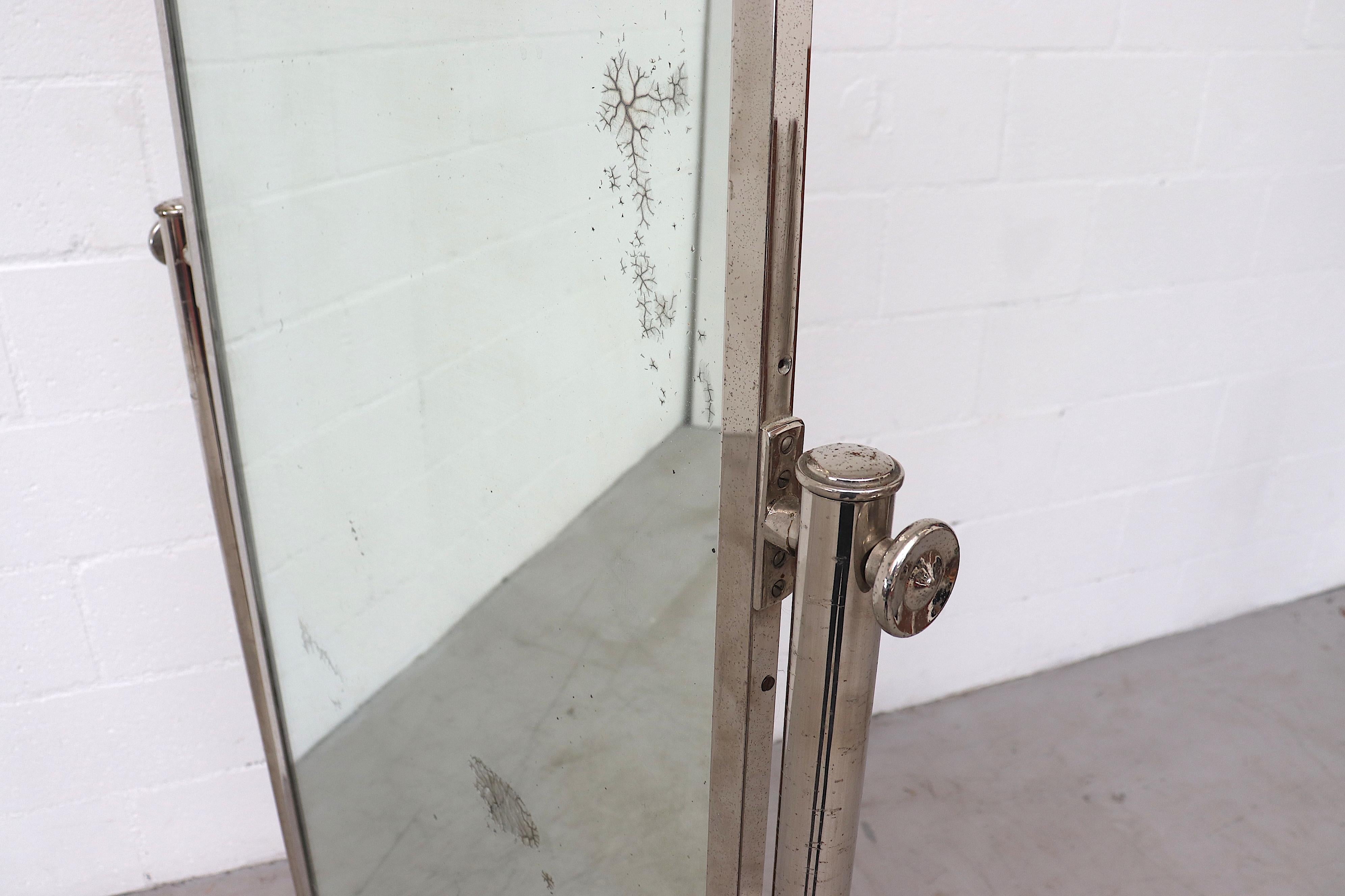 Mid-century Rolling Mirror with Chrome Frame 1