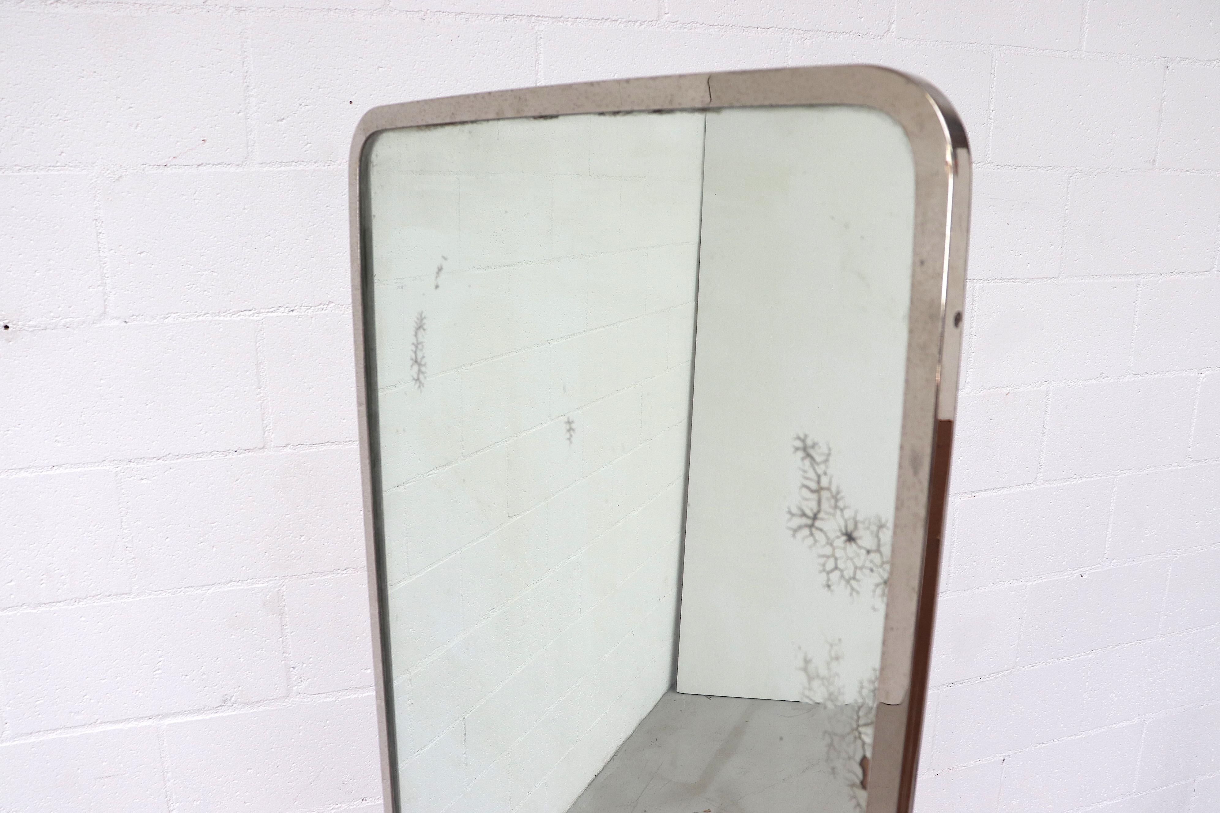 Mid-20th Century Mid-century Rolling Mirror with Chrome Frame