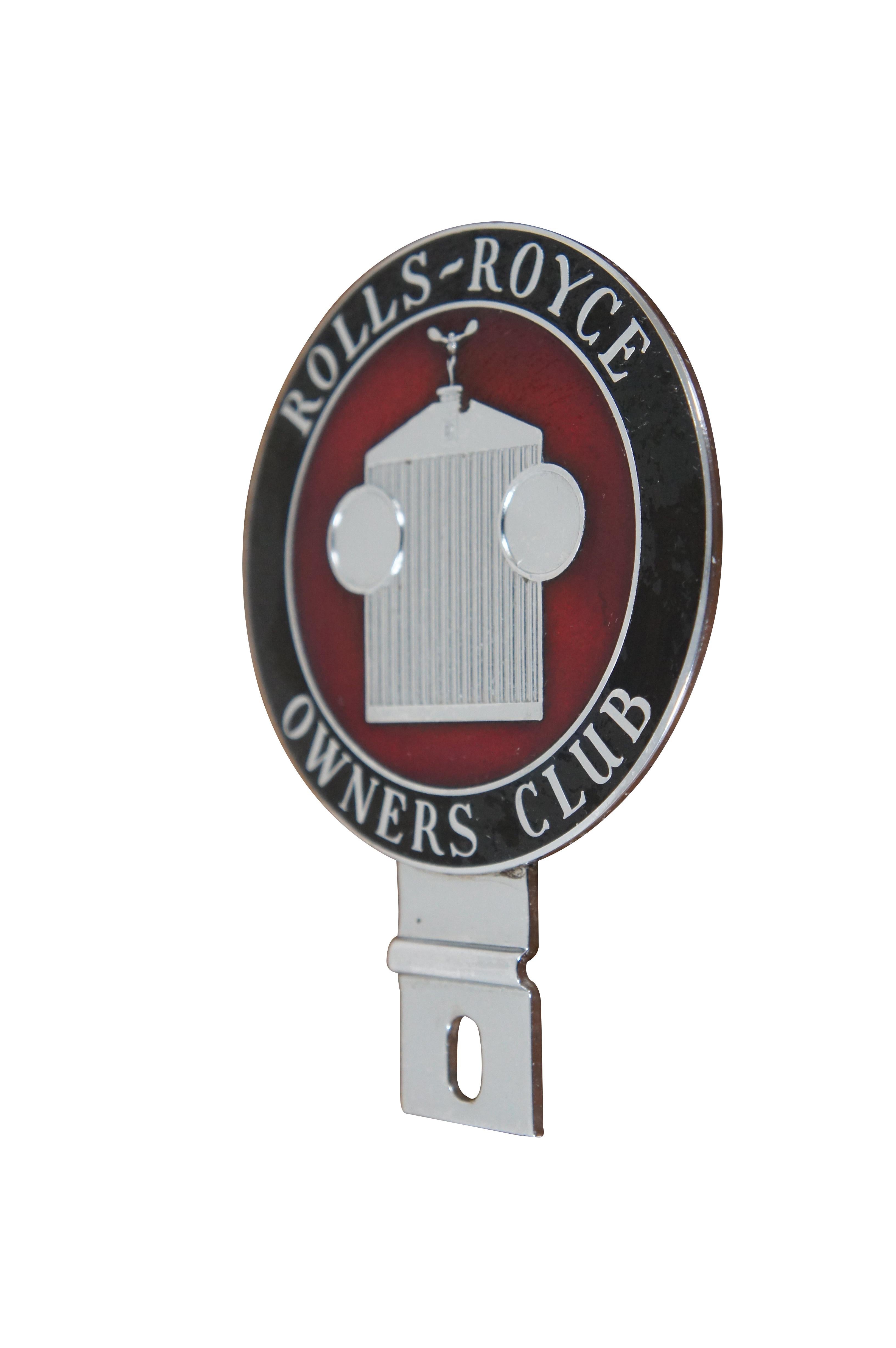 Circa mid 20th century Rolls Royce Owner's Club red and black enamel car badge / auto emblem / grill ornament.

Dimensions:
4